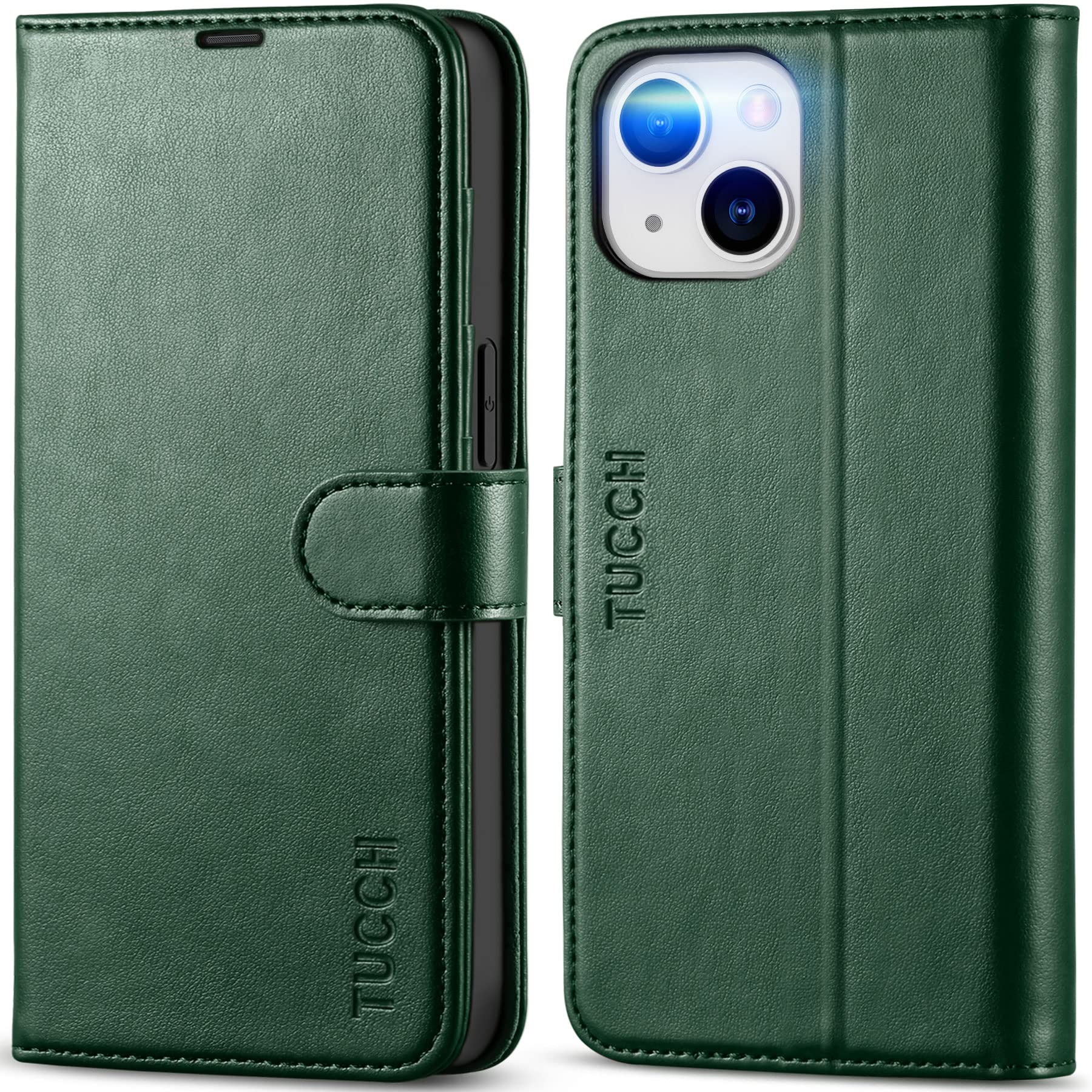 Foto 2 pulgar | Funda Tipo Cartera Tucch Para Iphone 14 6.1 Con Bloqueo Rfid, Color Verde Medianoche - Venta Internacional.