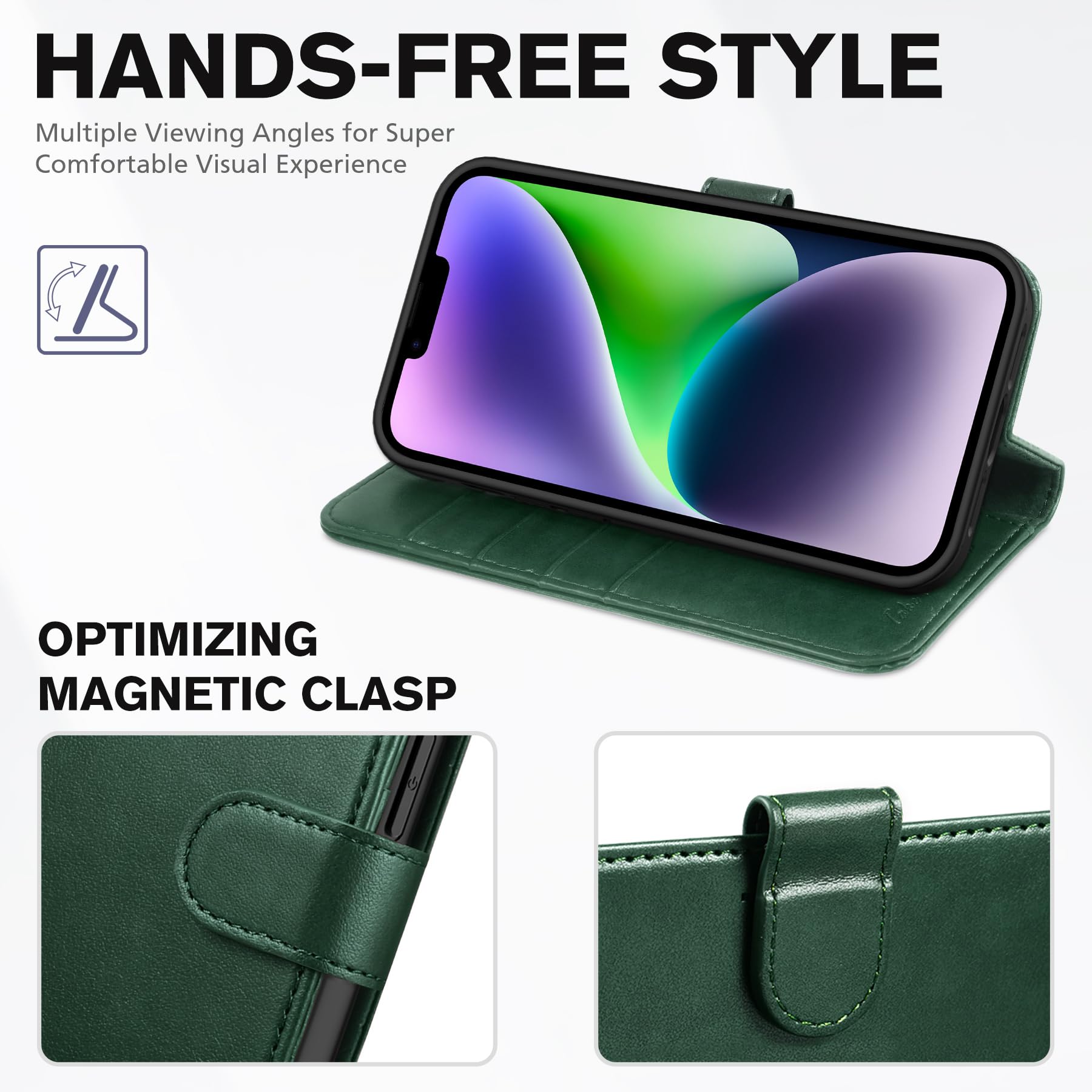 Foto 5 pulgar | Funda Tipo Cartera Tucch Para Iphone 14 6.1 Con Bloqueo Rfid, Color Verde Medianoche - Venta Internacional.