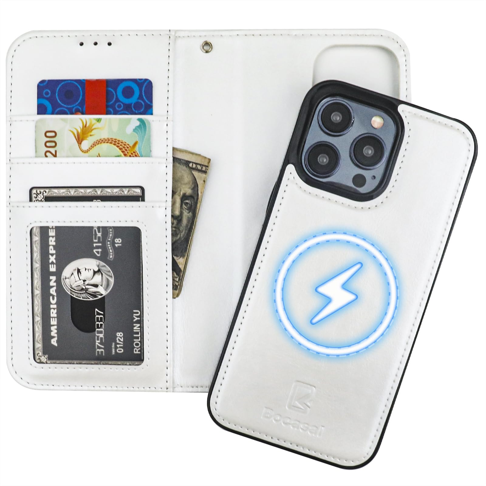 Foto 2 pulgar | Funda Tipo Cartera Bocasal Para Iphone 15 Pro Max Con Magsafe White - Venta Internacional.