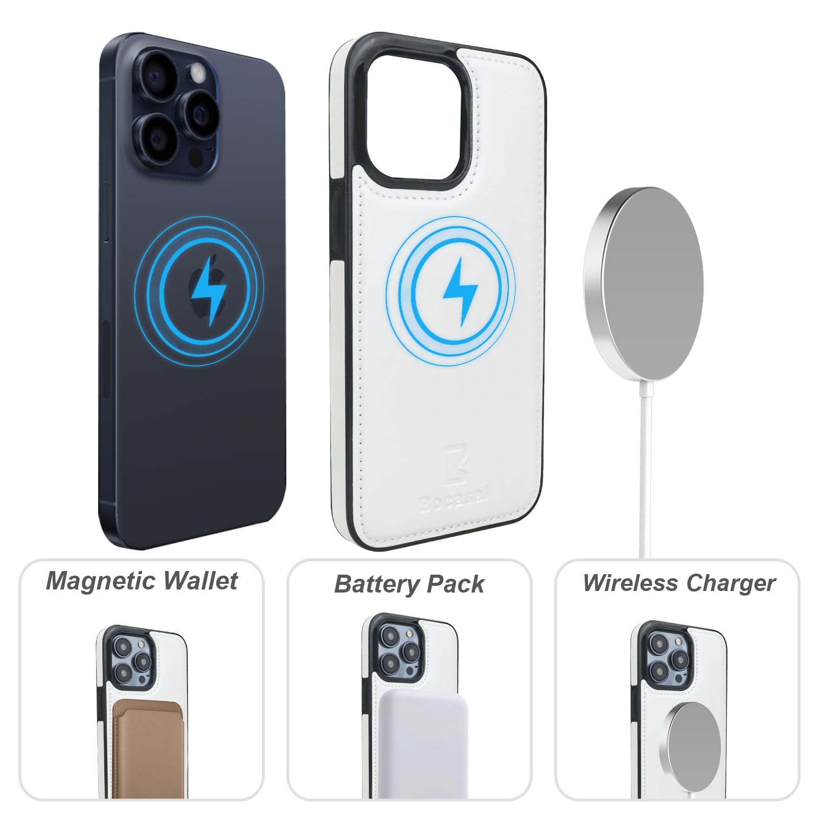 Foto 5 pulgar | Funda Tipo Cartera Bocasal Para Iphone 15 Pro Max Con Magsafe White - Venta Internacional.