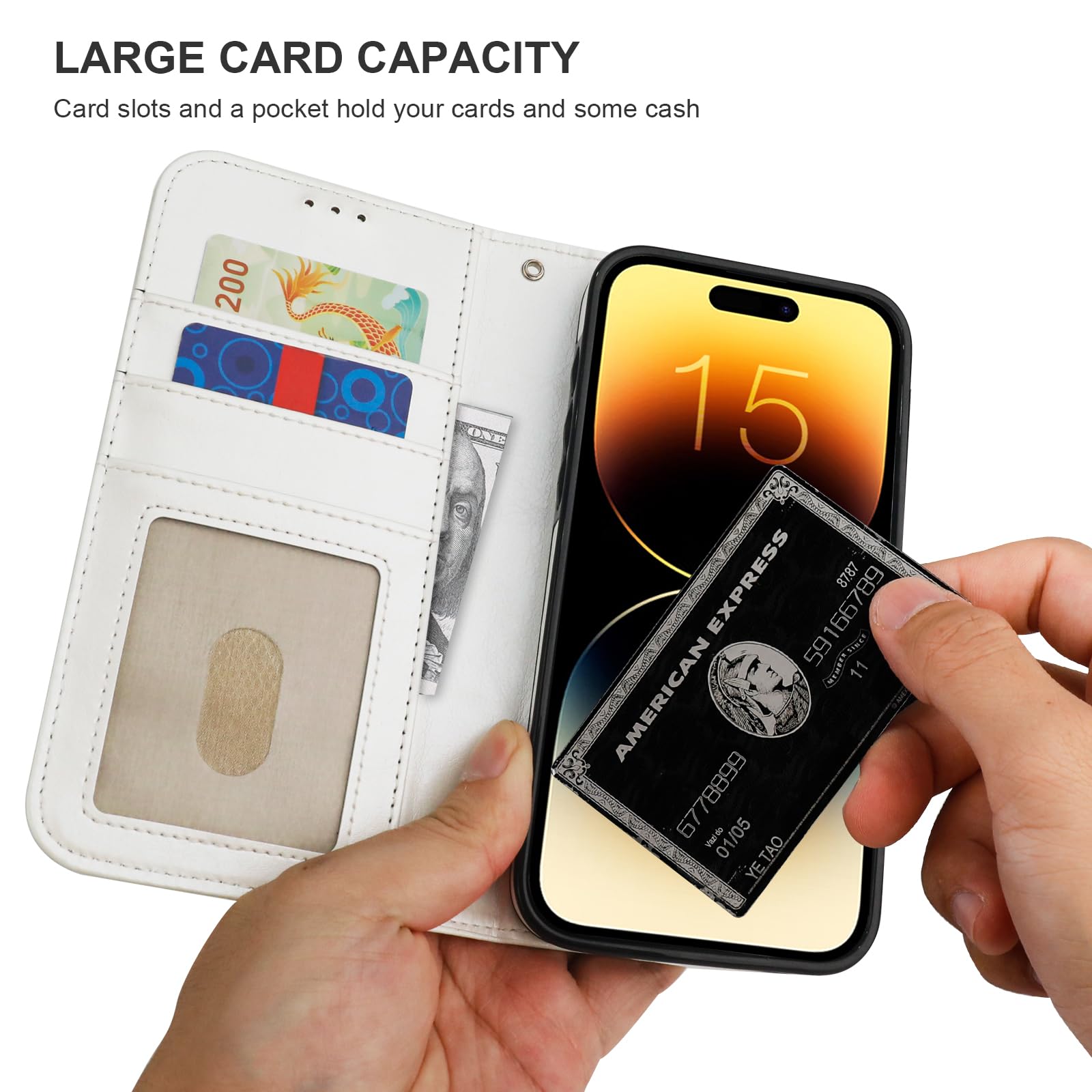 Foto 6 pulgar | Funda Tipo Cartera Bocasal Para Iphone 15 Pro Max Con Magsafe White - Venta Internacional.