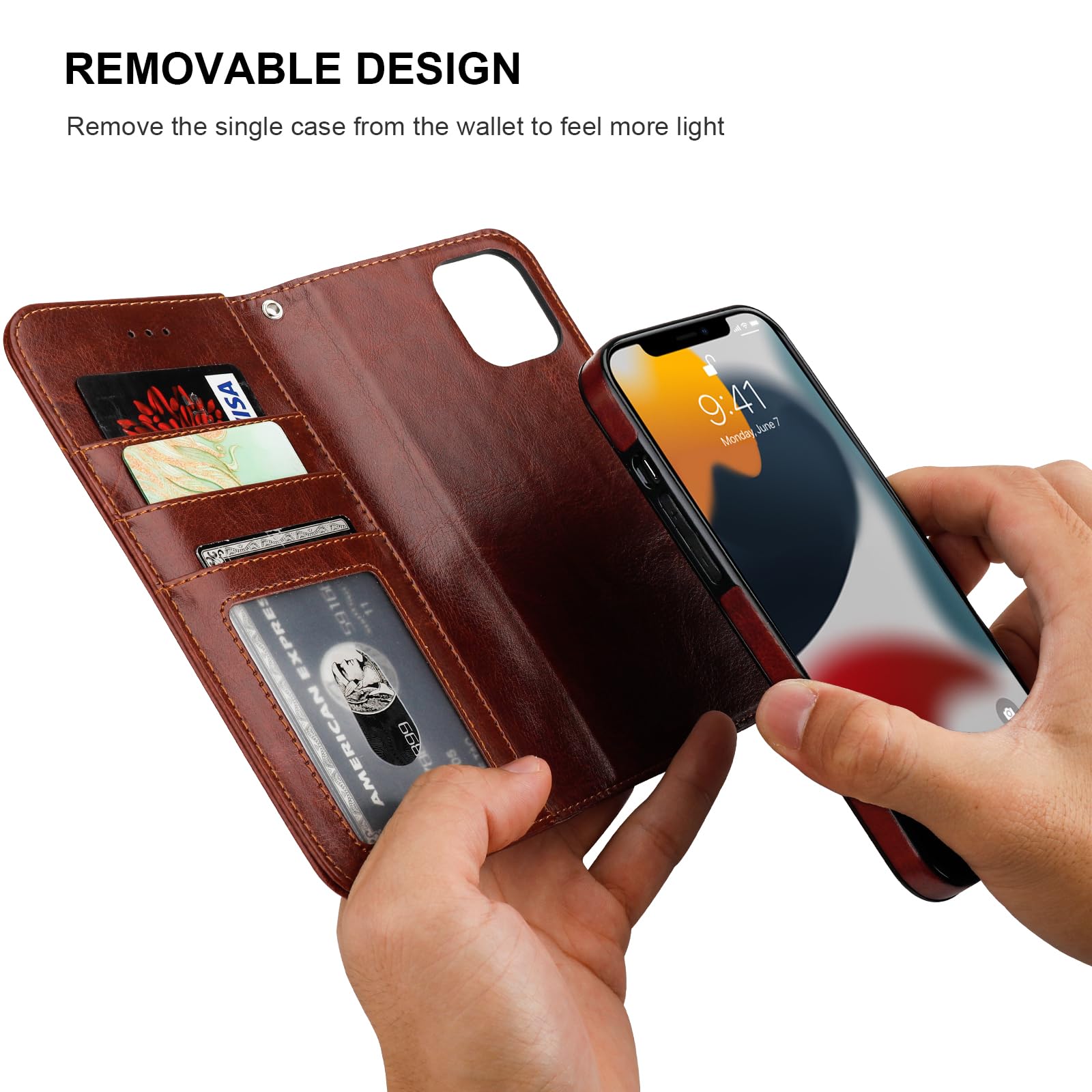 Foto 4 pulgar | Funda Tipo Cartera Bocasal Para Iphone 13 Pro Max Con Magsafe Brown - Venta Internacional.