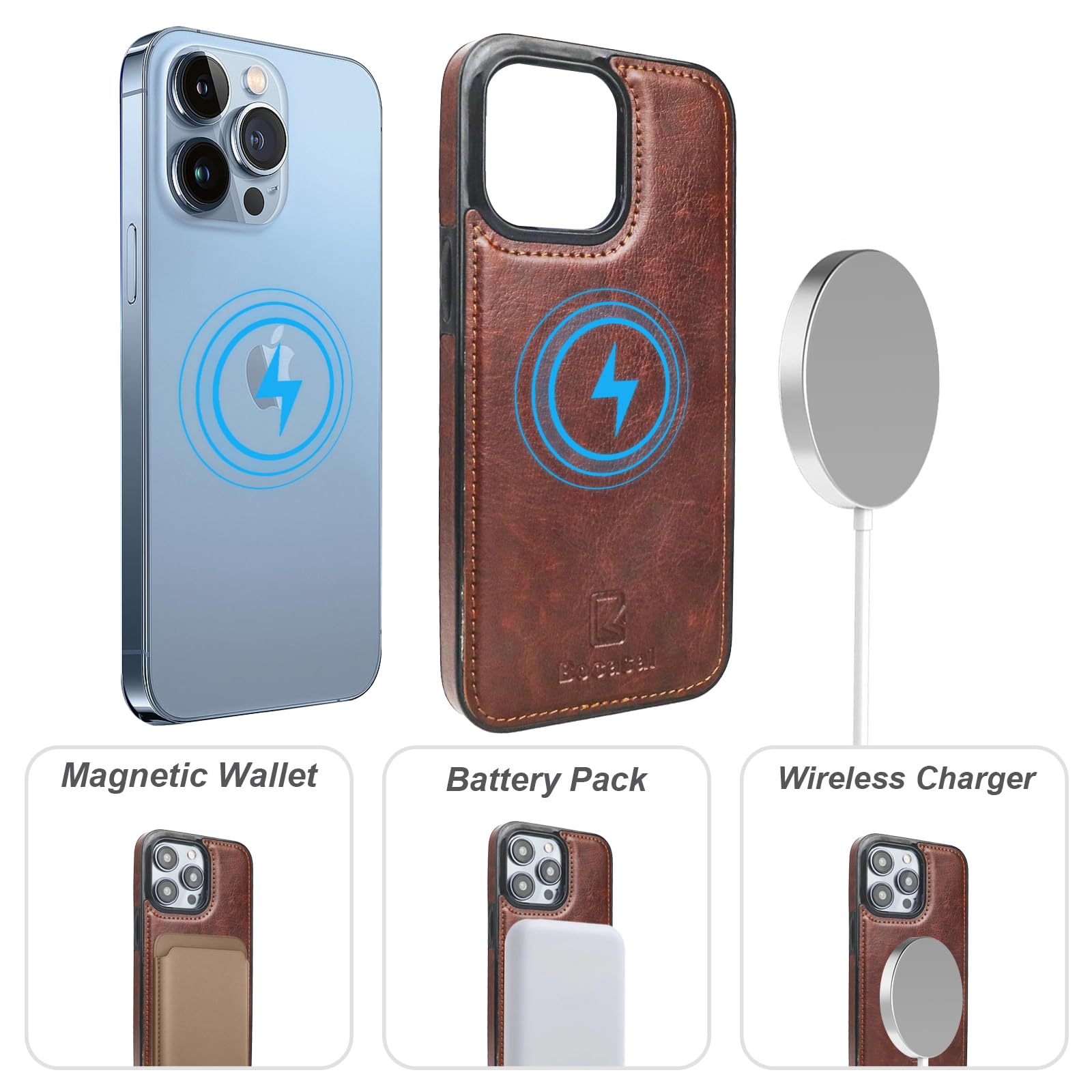 Foto 5 pulgar | Funda Tipo Cartera Bocasal Para Iphone 13 Pro Max Con Magsafe Brown - Venta Internacional.