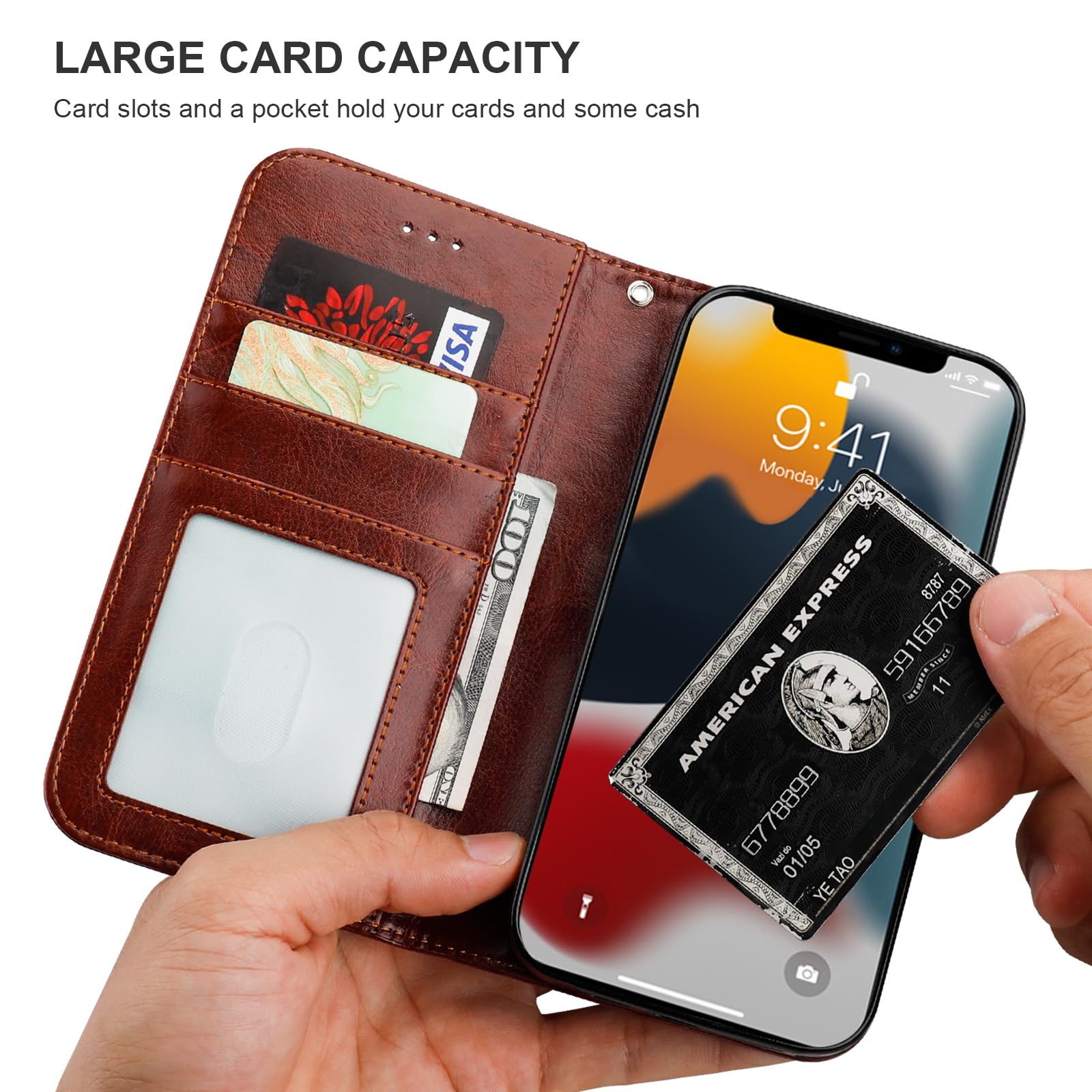 Foto 6 pulgar | Funda Tipo Cartera Bocasal Para Iphone 13 Pro Max Con Magsafe Brown - Venta Internacional.