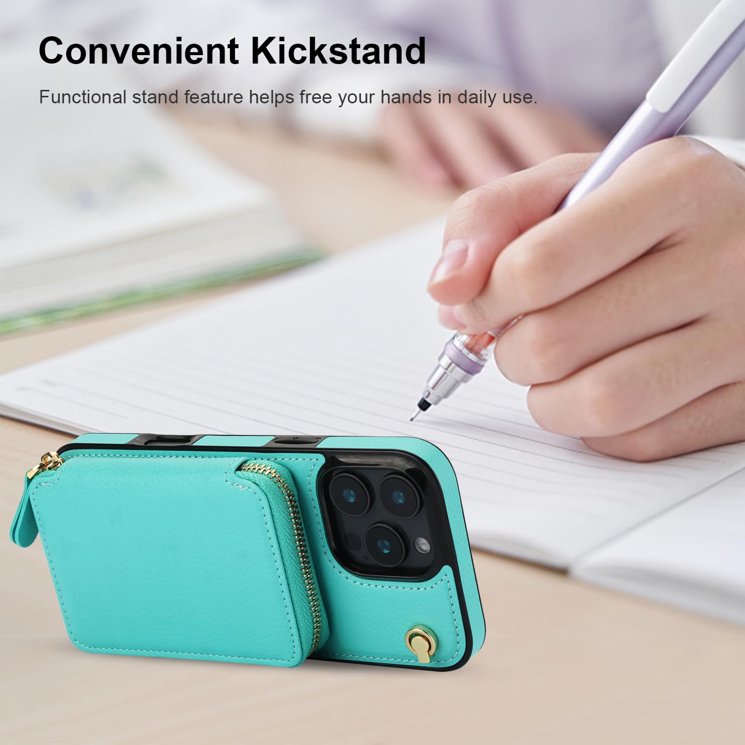 Foto 7 pulgar | Funda Tipo Cartera Tipo Bandolera Bocasal Para Iphone 16 Pro Max, Color Verde Menta - Venta Internacional.