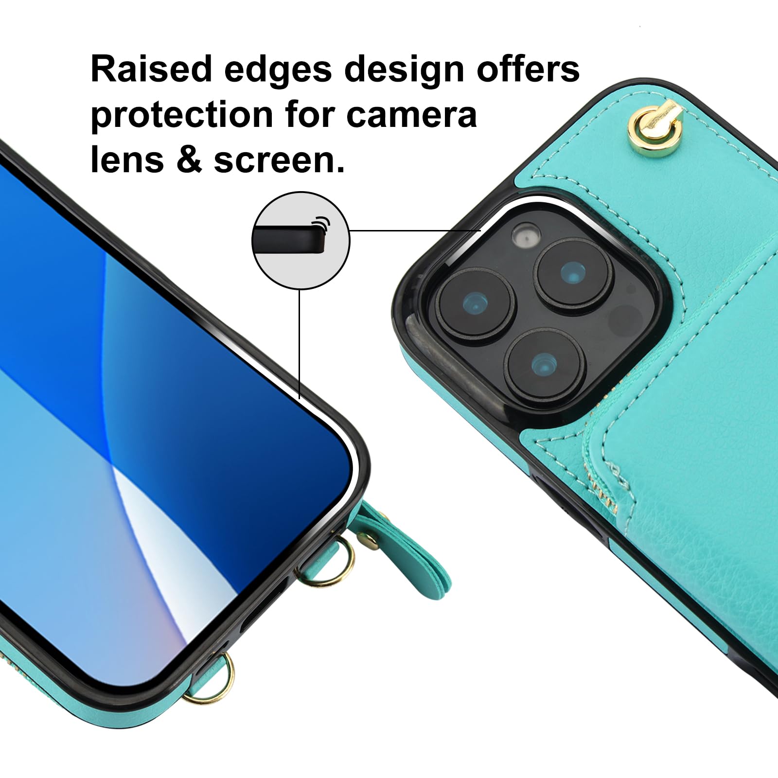 Foto 8 pulgar | Funda Tipo Cartera Tipo Bandolera Bocasal Para Iphone 16 Pro Max, Color Verde Menta - Venta Internacional.