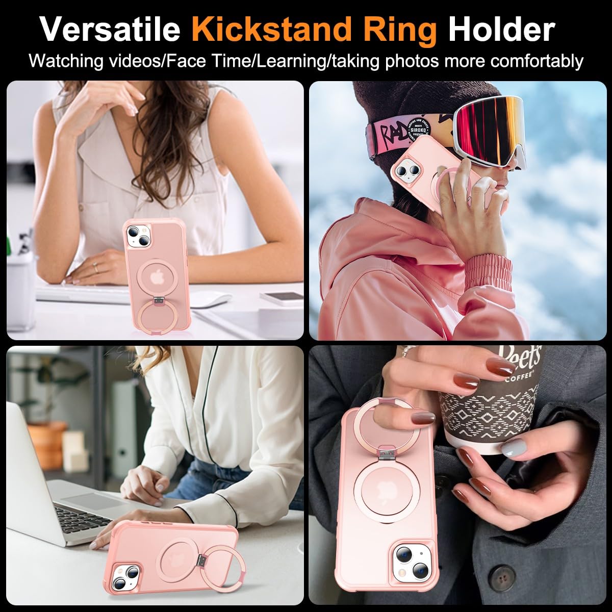 Foto 3 pulgar | Funda De Teléfono Sterker Con Soporte Magnético Para Iphone 15, Rosa - Venta Internacional.