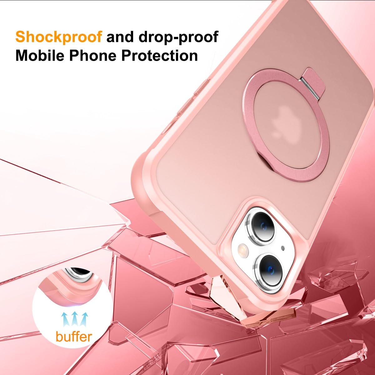 Foto 4 pulgar | Funda De Teléfono Sterker Con Soporte Magnético Para Iphone 15, Rosa - Venta Internacional.