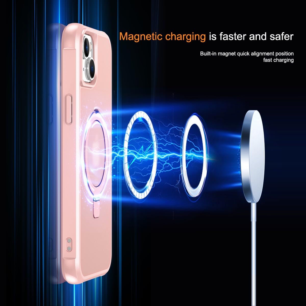 Foto 5 pulgar | Funda De Teléfono Sterker Con Soporte Magnético Para Iphone 15, Rosa - Venta Internacional.