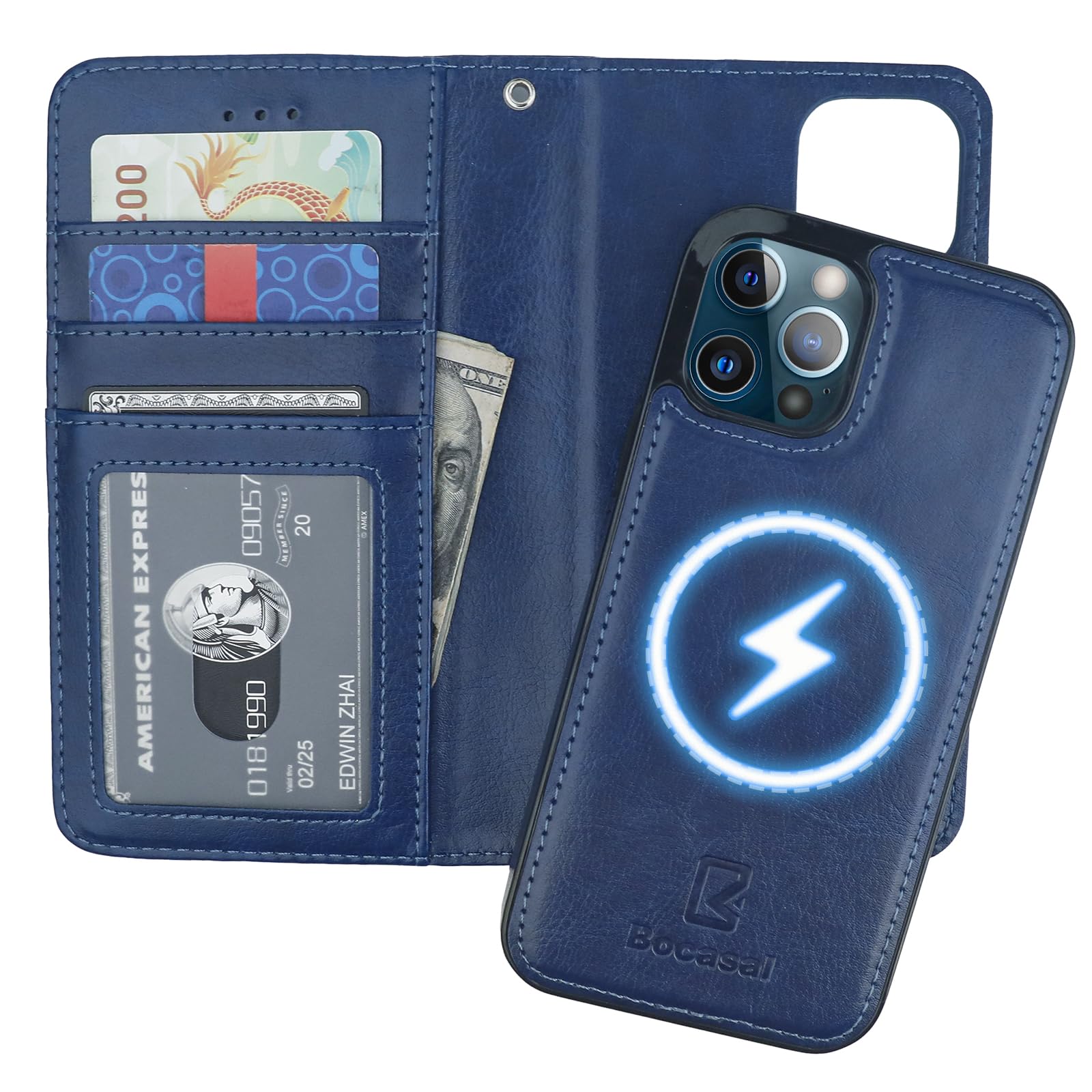 Foto 2 pulgar | Funda Tipo Cartera Bocasal Para Iphone 12/12 Pro Con Magsafe Blue - Venta Internacional.