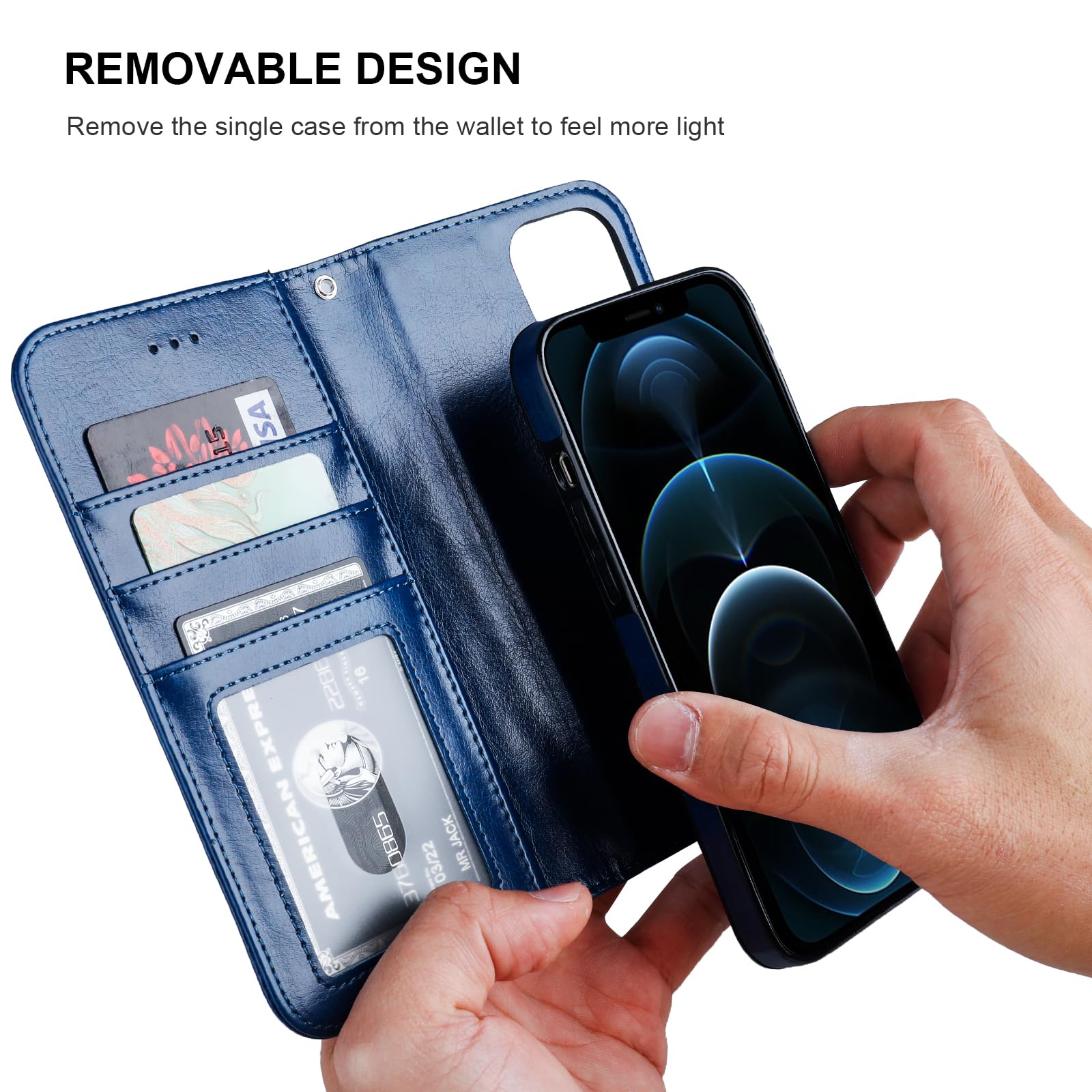 Foto 4 pulgar | Funda Tipo Cartera Bocasal Para Iphone 12/12 Pro Con Magsafe Blue - Venta Internacional.