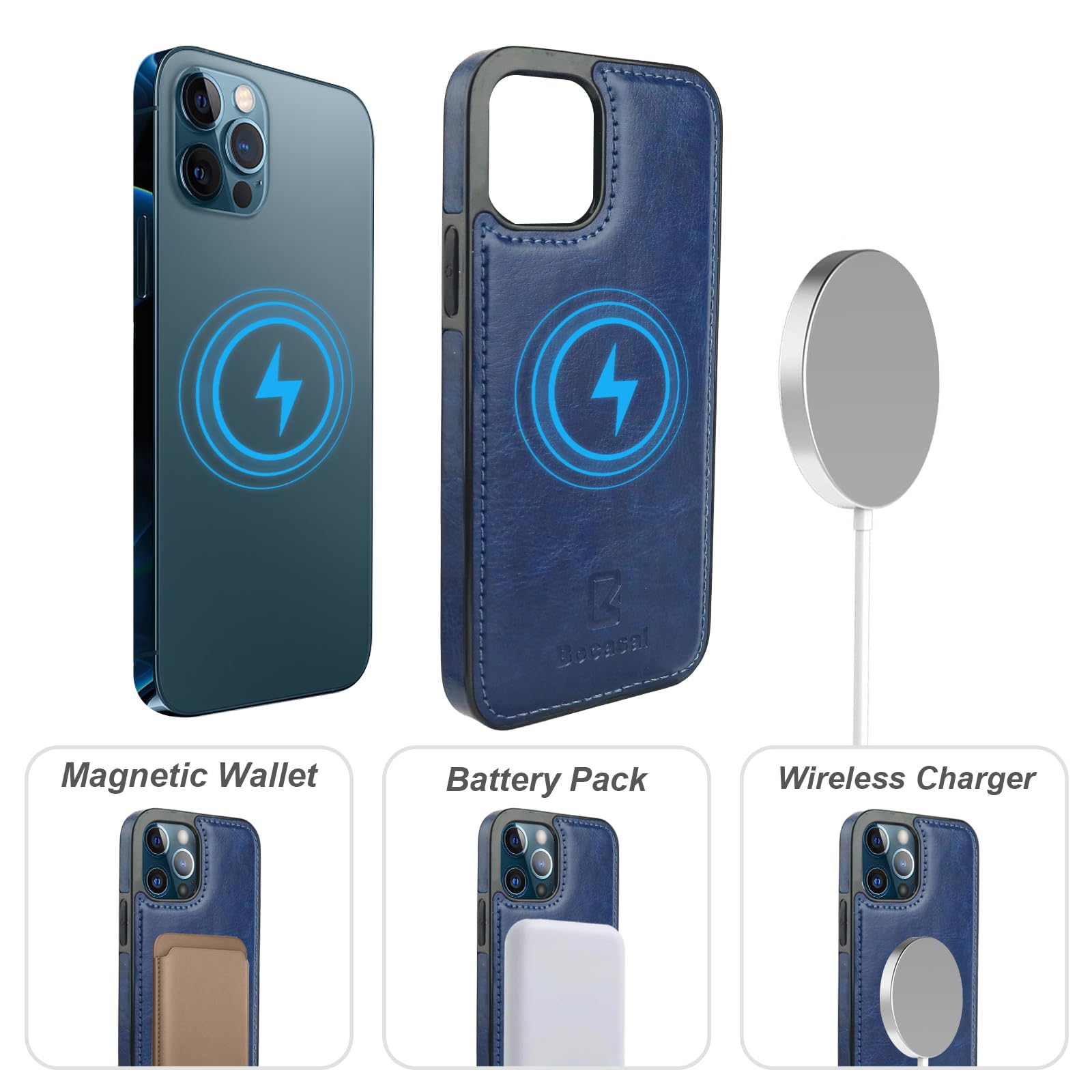 Foto 5 pulgar | Funda Tipo Cartera Bocasal Para Iphone 12/12 Pro Con Magsafe Blue - Venta Internacional.