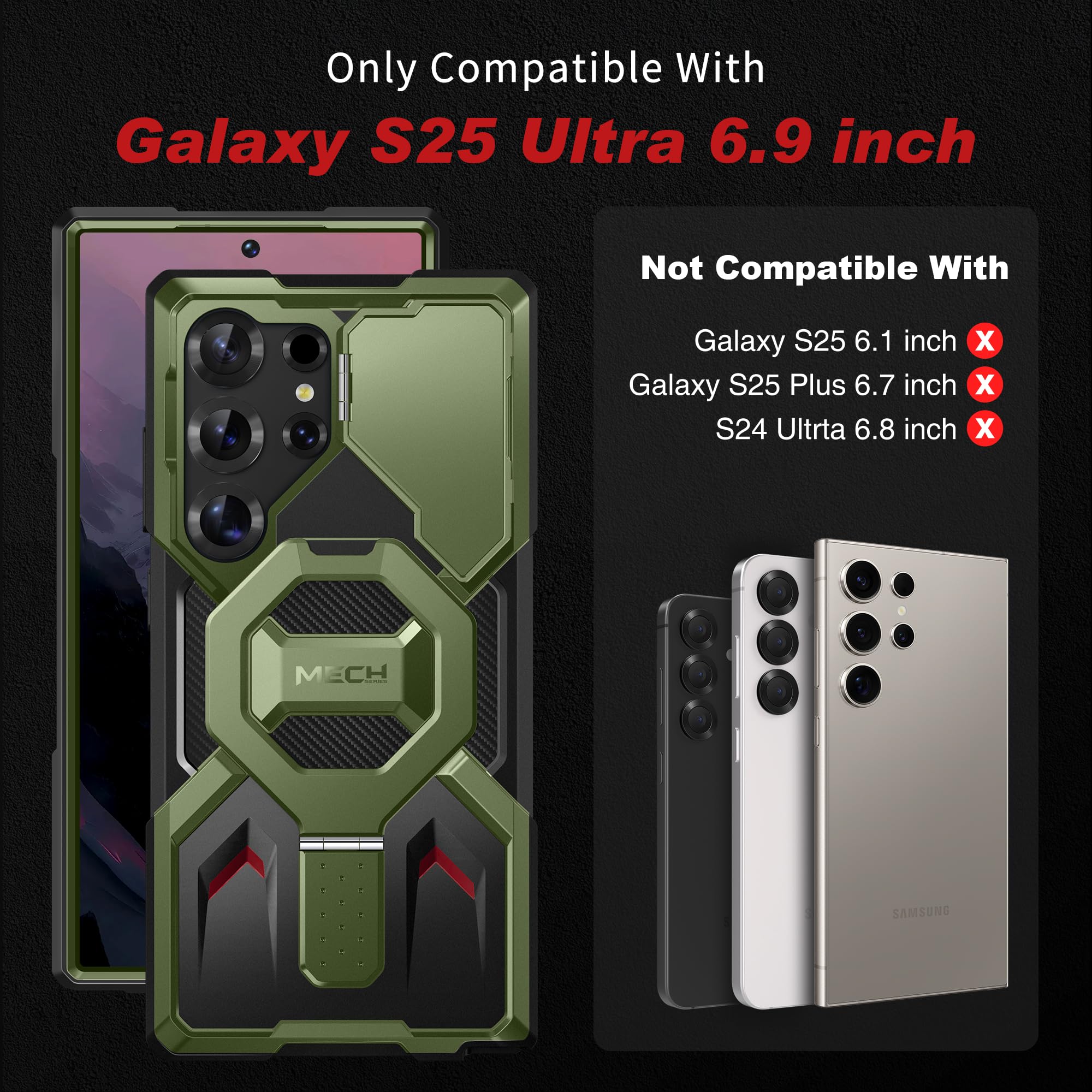 Foto 2 | Funda Tongate Con Soporte Magnético Para Samsung Galaxy S25 Ultra Green - Venta Internacional.