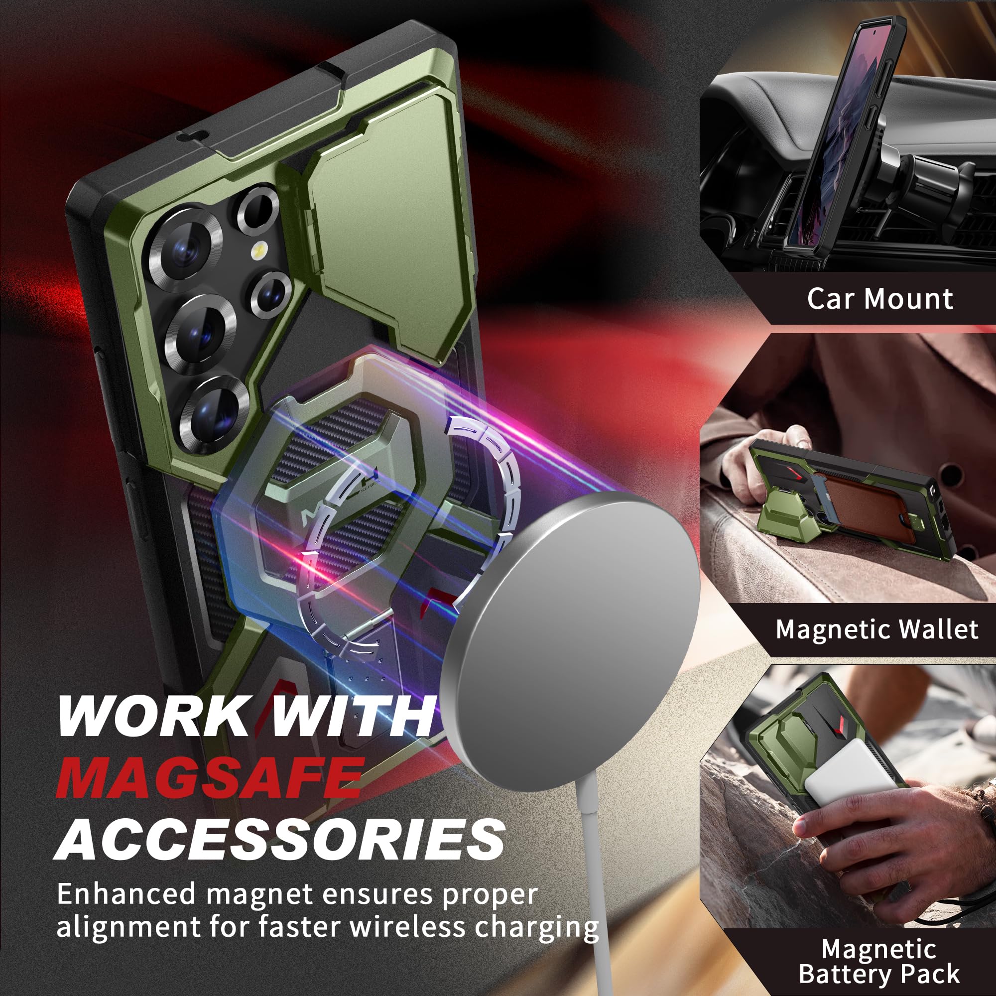 Foto 4 pulgar | Funda Tongate Con Soporte Magnético Para Samsung Galaxy S25 Ultra Green - Venta Internacional.