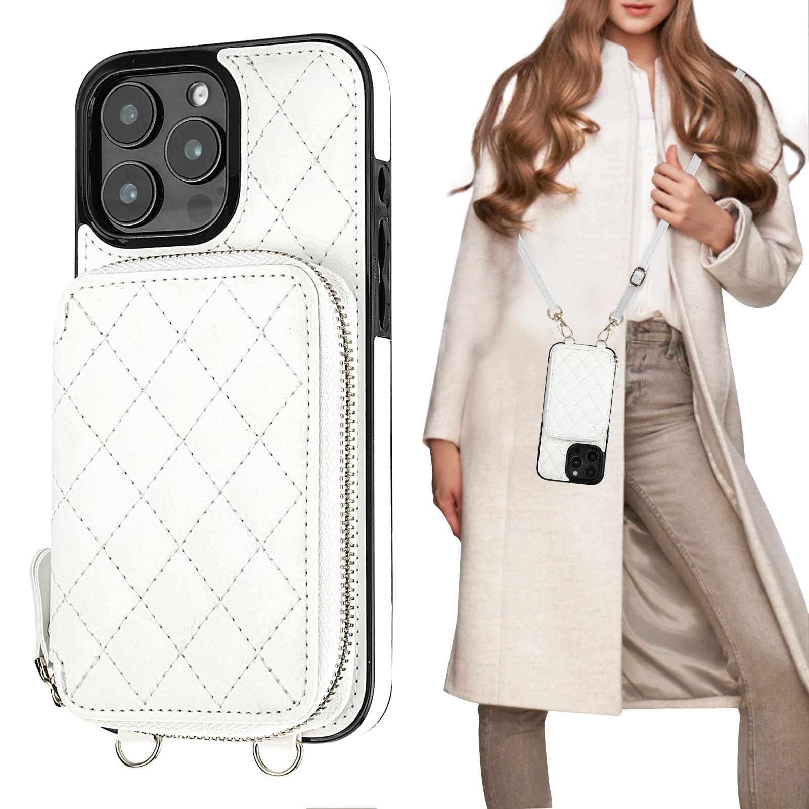 Foto 1 | Funda Tipo Cartera Tipo Bandolera Bocasal Para Iphone 16 Pro Max, Color Blanco - Venta Internacional.