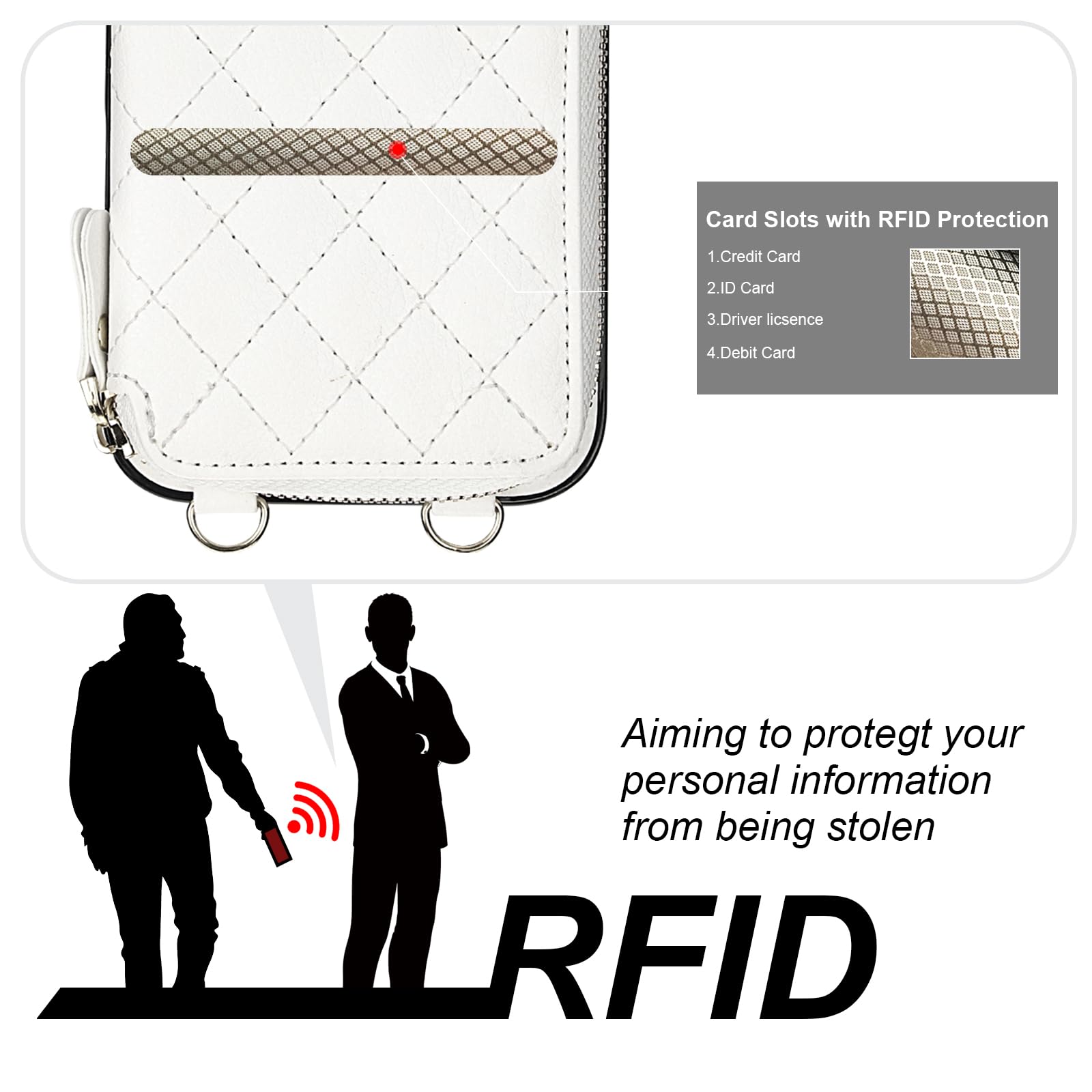 Foto 3 | Funda Tipo Cartera Tipo Bandolera Bocasal Para Iphone 16 Pro Max, Color Blanco - Venta Internacional.