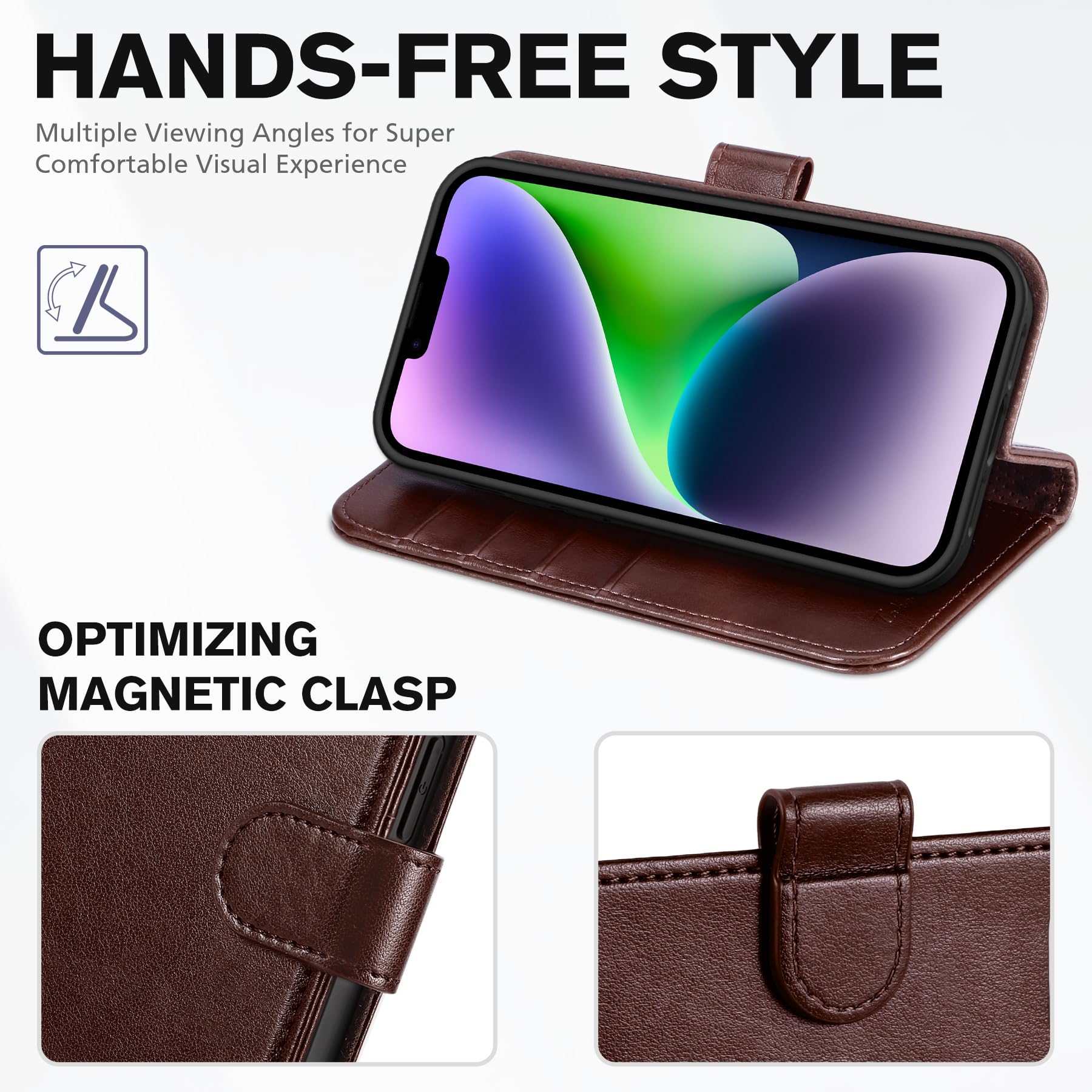 Foto 4 | Funda Tipo Cartera Tucch Para Iphone 14 5g Con Bloqueo Rfid, Color Chocolate - Venta Internacional.
