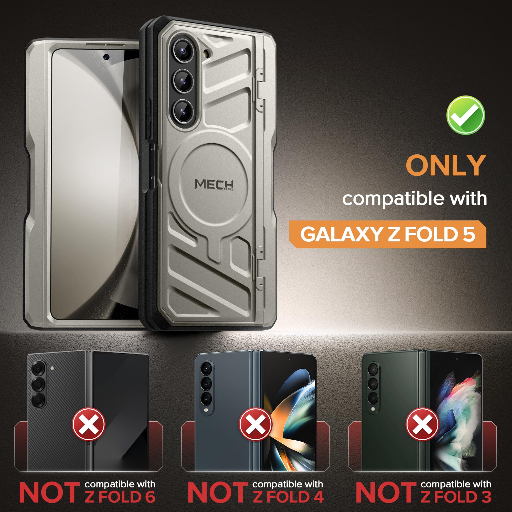 Foto 3 pulgar | Funda Magnética Tongate Para Samsung Galaxy Z Fold 5 5g - Venta Internacional.