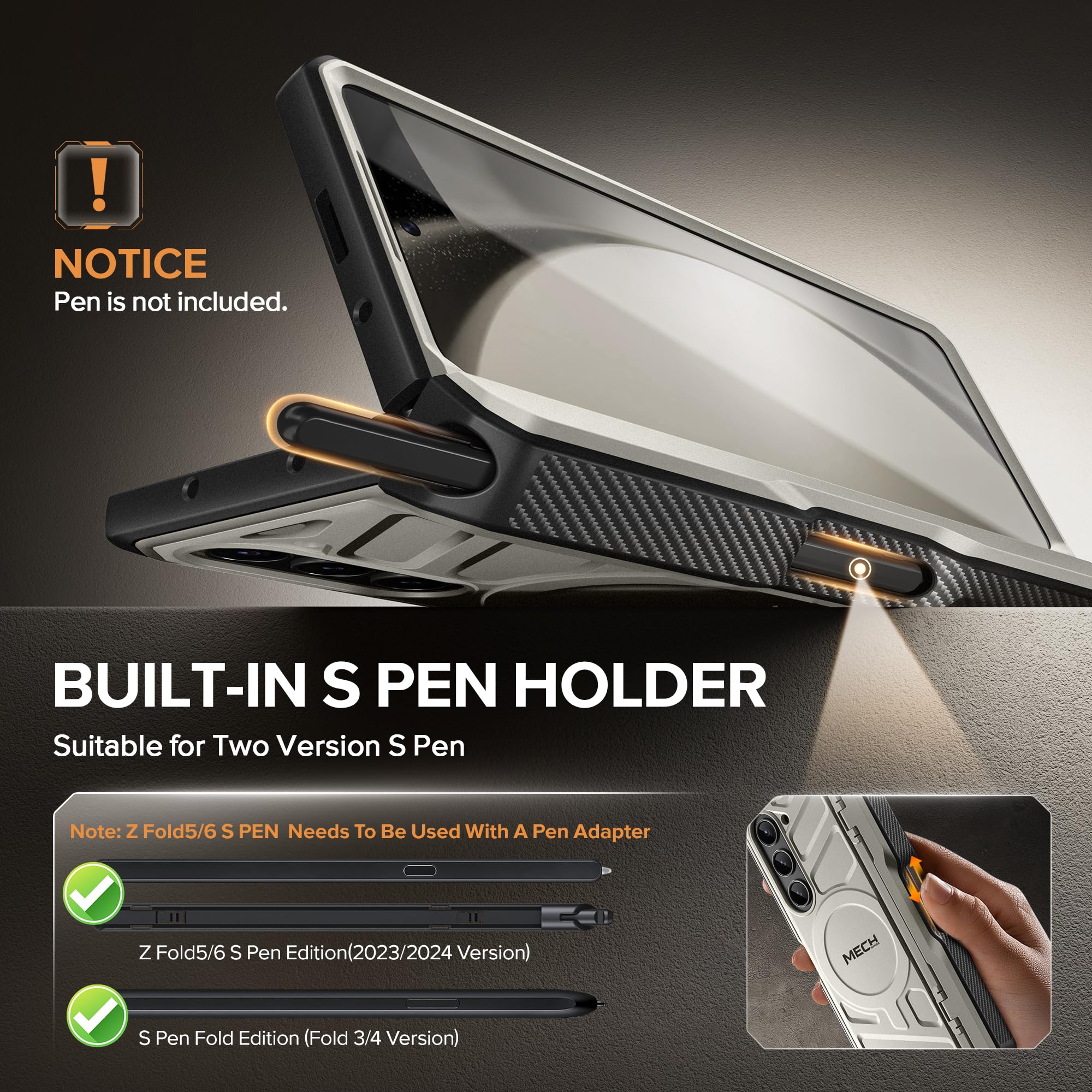 Foto 5 pulgar | Funda Magnética Tongate Para Samsung Galaxy Z Fold 5 5g - Venta Internacional.