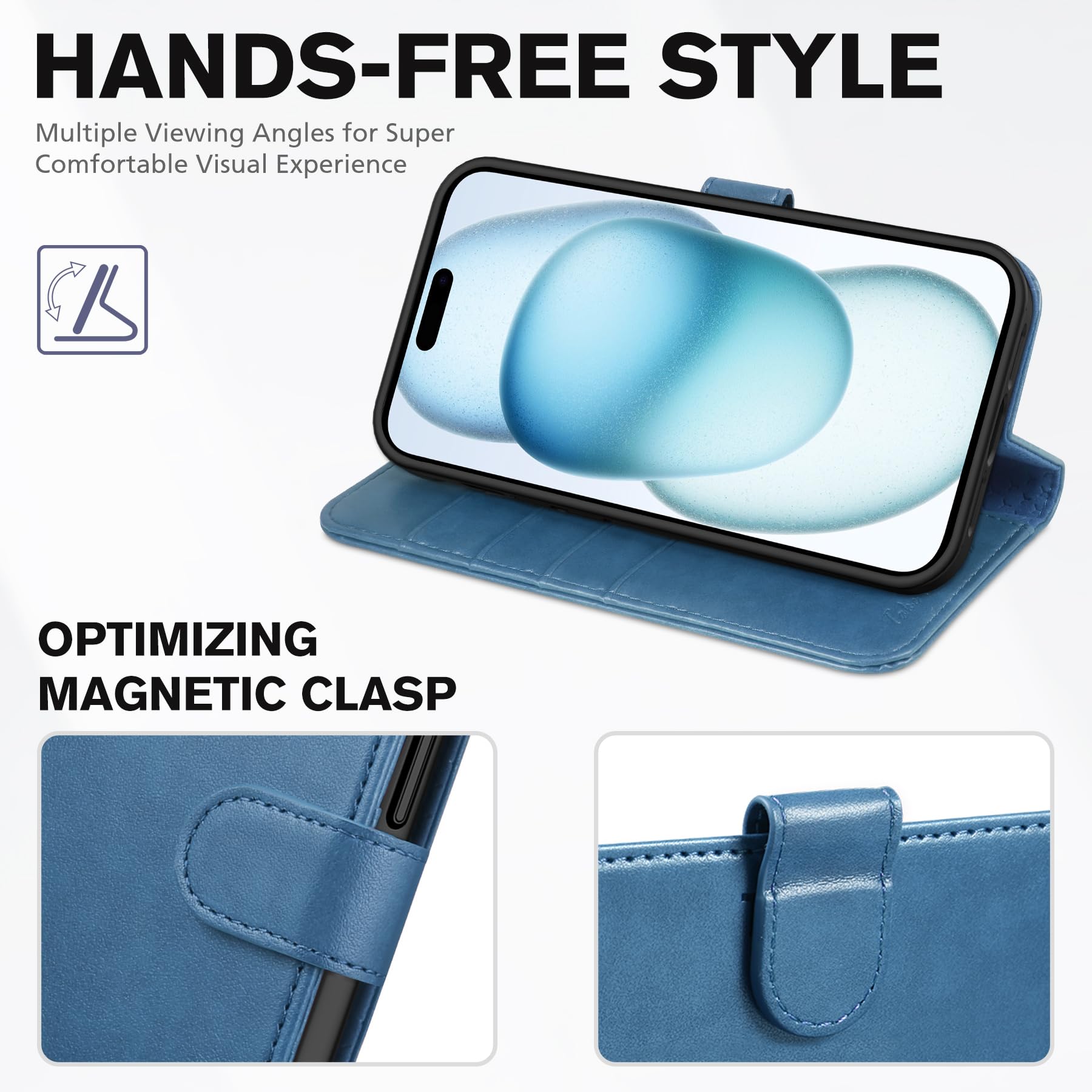 Foto 5 pulgar | Funda Tipo Cartera Tucch Para Iphone 15 De 6,1 Pulgadas Con 4 Ranuras Para Tarjetas, Color Azul Claro - Venta Intern