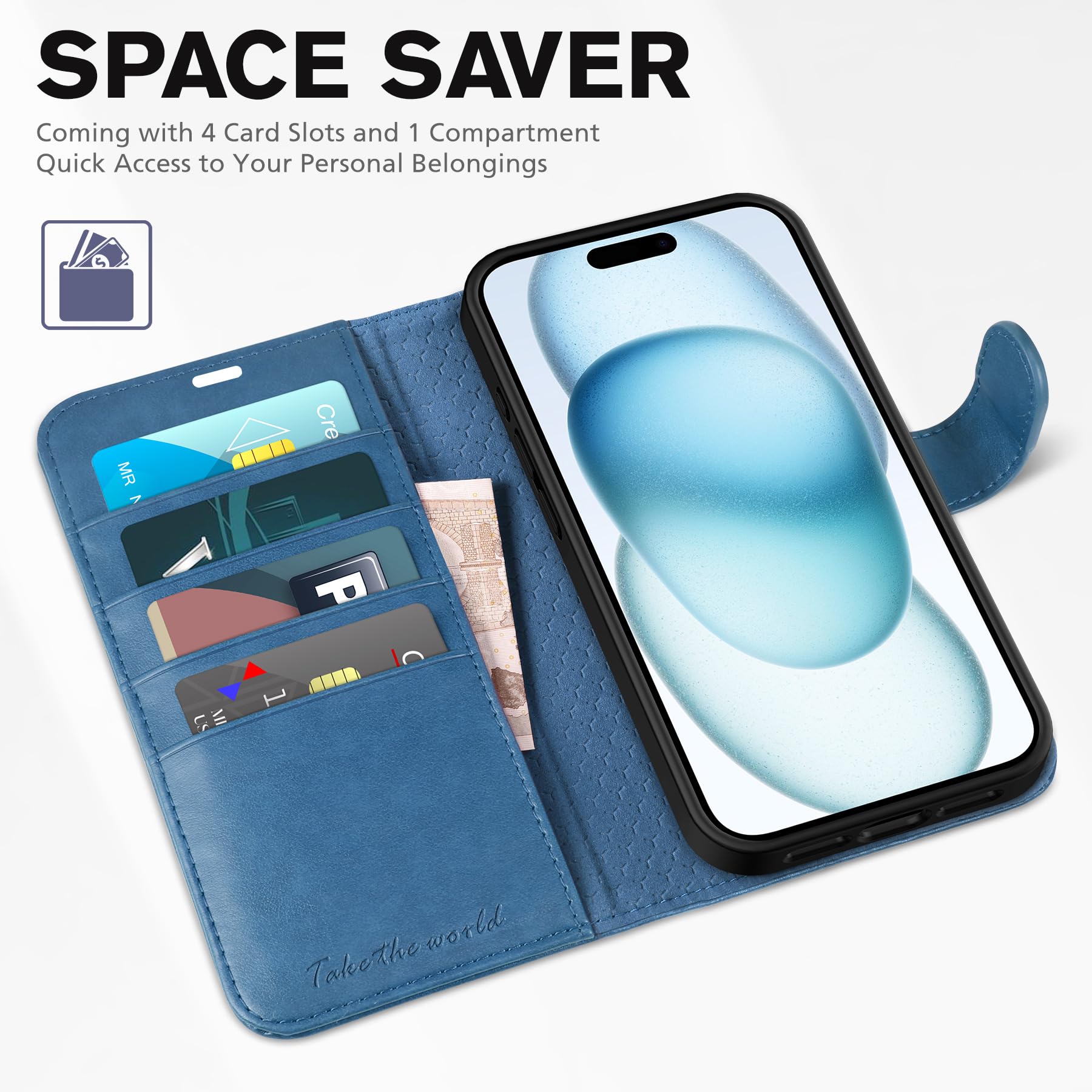 Foto 8 pulgar | Funda Tipo Cartera Tucch Para Iphone 15 De 6,1 Pulgadas Con 4 Ranuras Para Tarjetas, Color Azul Claro - Venta Intern