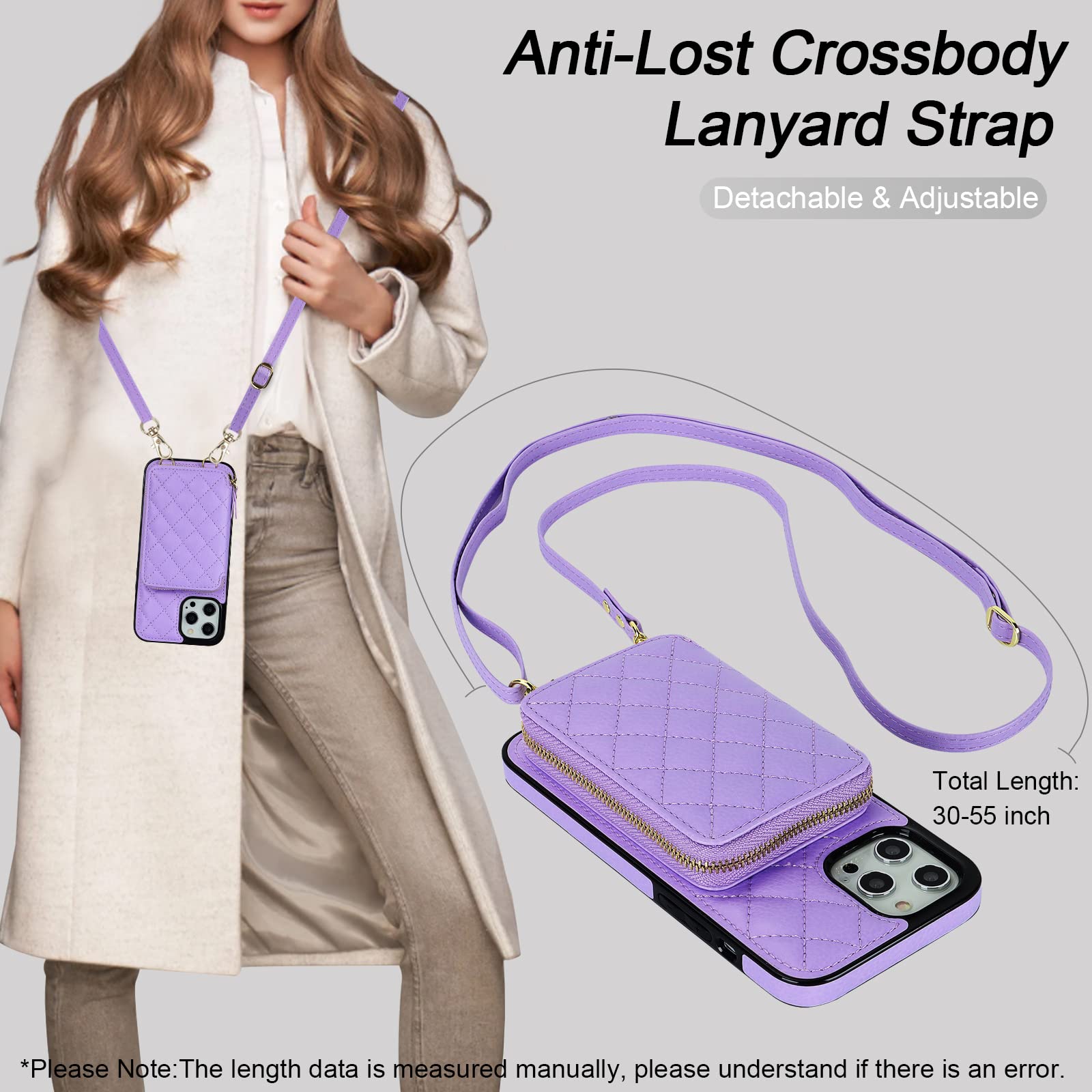 Foto 6 | Funda Tipo Cartera Tipo Bandolera Bocasal Para Iphone 12 Pro Max, Color Morado - Venta Internacional.