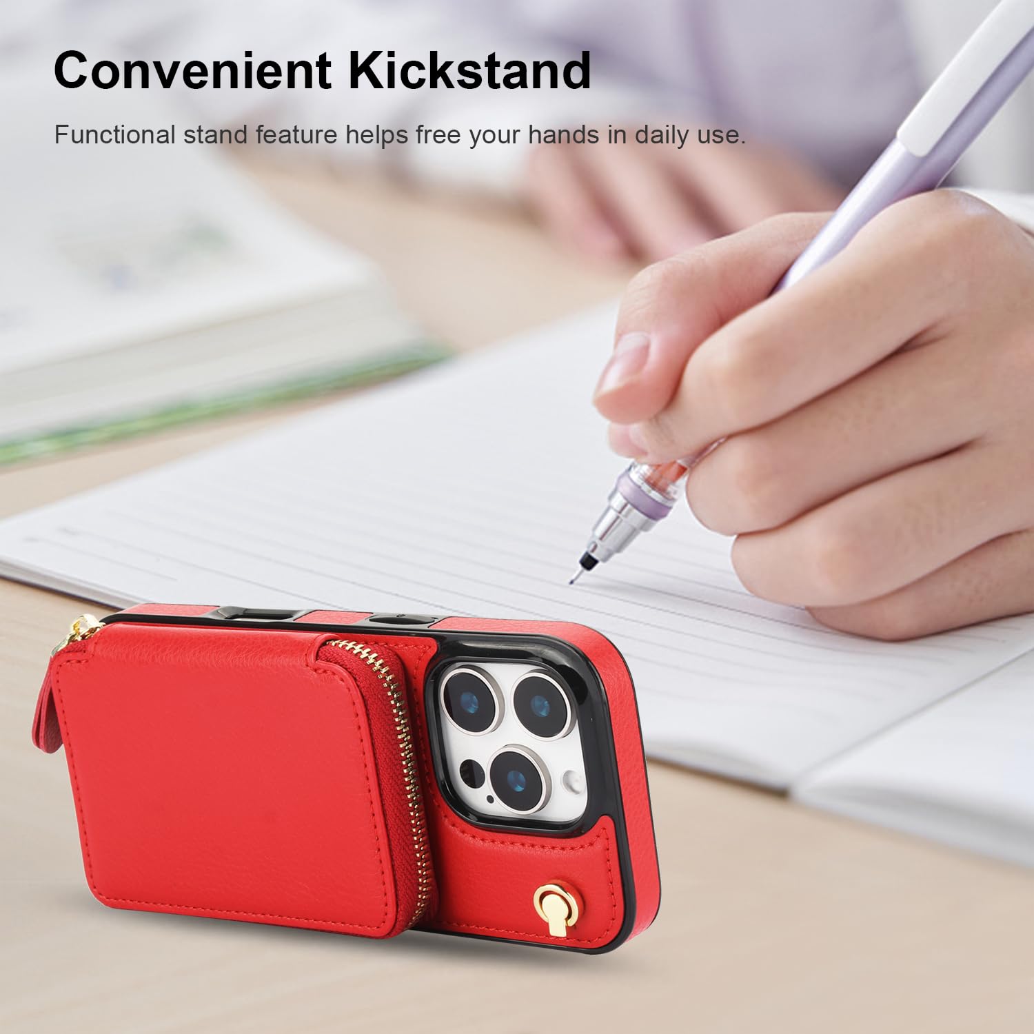 Foto 7 pulgar | Funda Tipo Cartera Tipo Bandolera Bocasal Para Iphone 16 Pro De 6,3 Pulgadas, Color Rojo - Venta Internacional.