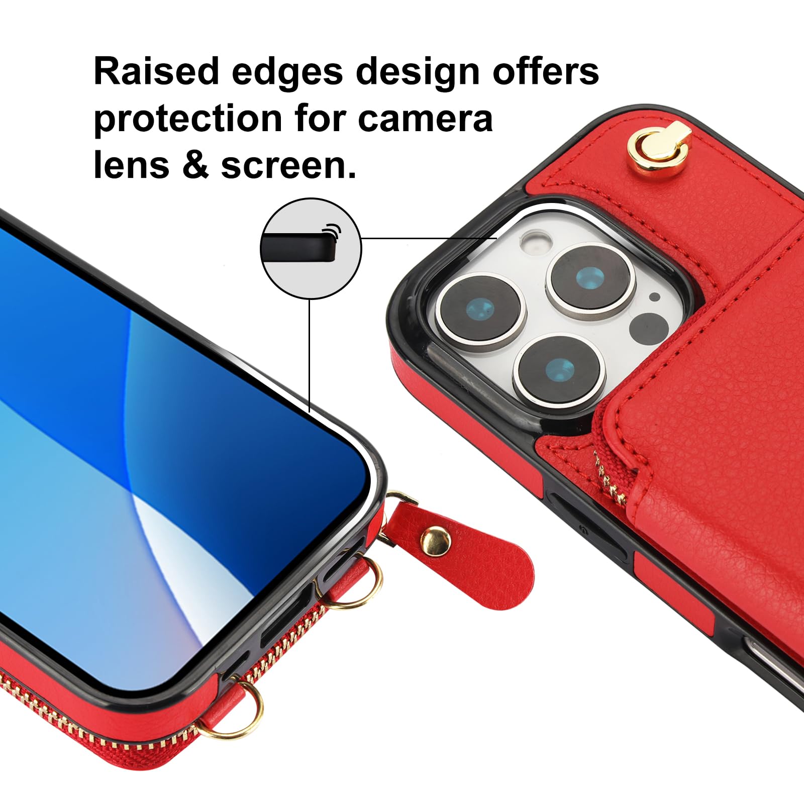 Foto 8 pulgar | Funda Tipo Cartera Tipo Bandolera Bocasal Para Iphone 16 Pro De 6,3 Pulgadas, Color Rojo - Venta Internacional.