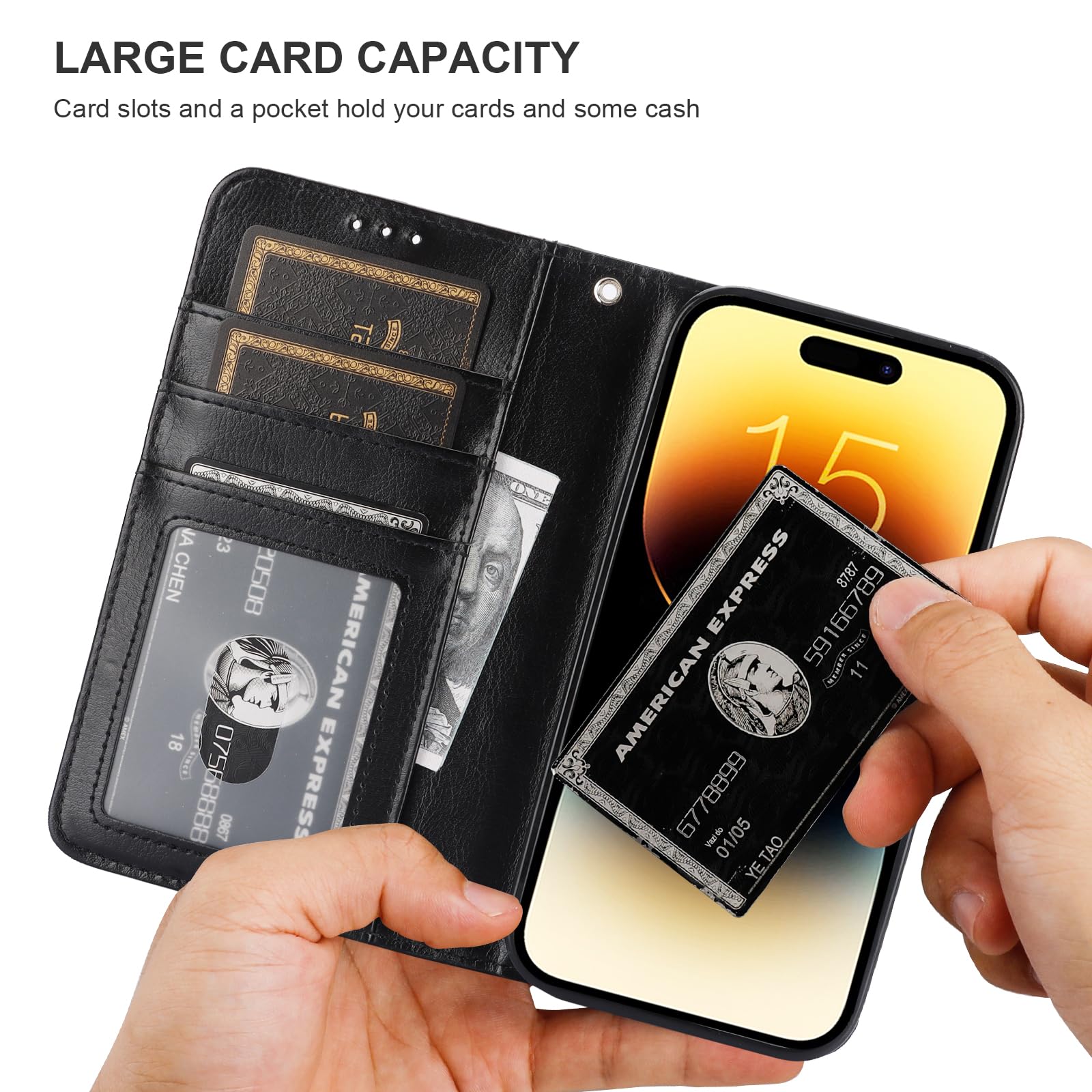 Foto 6 pulgar | Funda Tipo Cartera Bocasal Para Iphone 15 De 6.1 Pulgadas Con Magsafe Black - Venta Internacional.