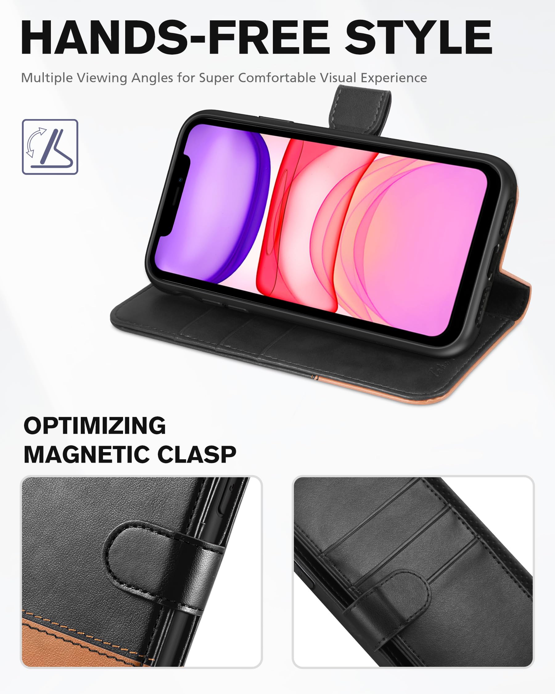Foto 5 | Funda Tipo Cartera Tucch Para Iphone 11 De 6.1 Pulgadas Con Función Atril Rfid, Color Negro - Venta Internacional.