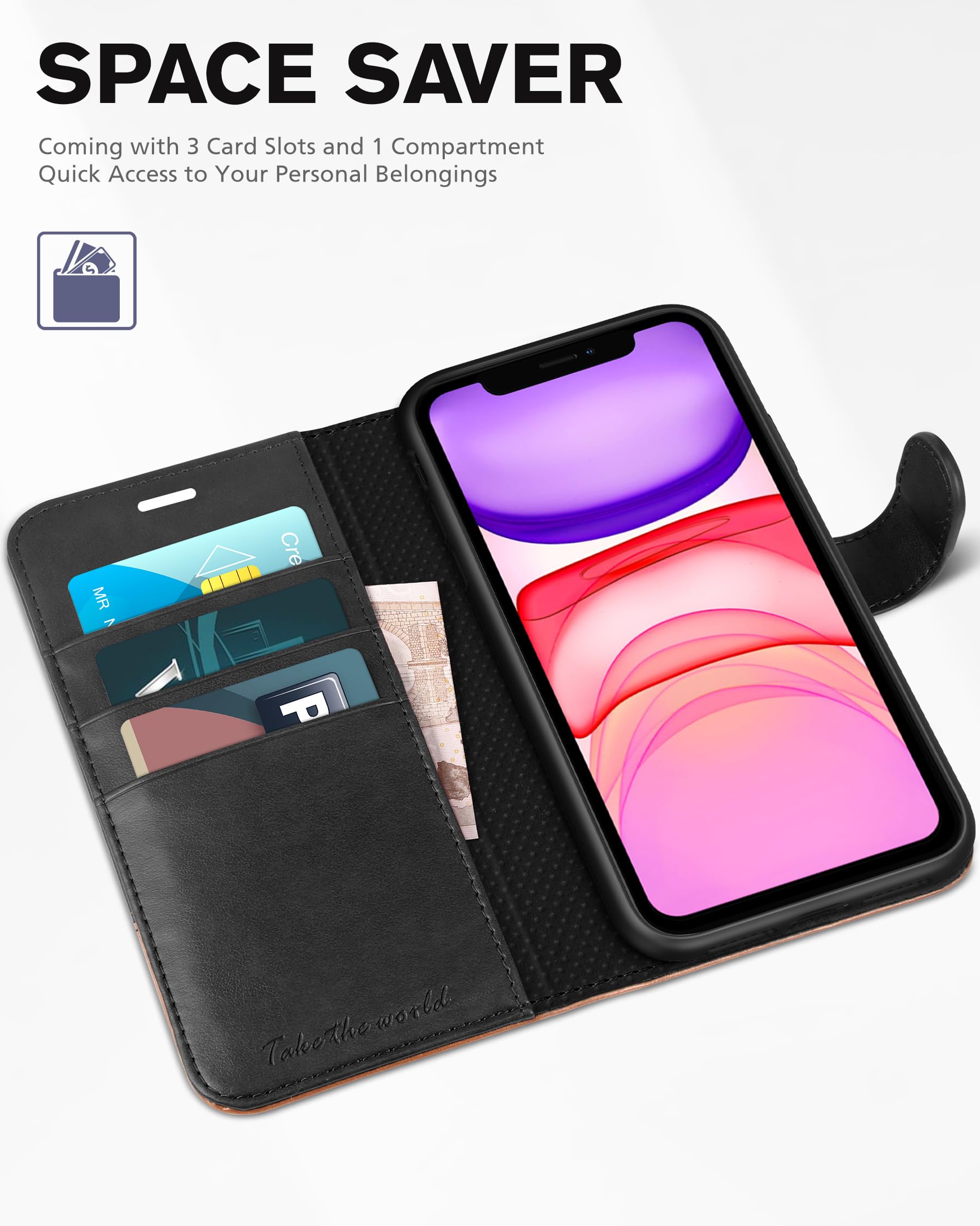 Foto 8 pulgar | Funda Tipo Cartera Tucch Para Iphone 11 De 6.1 Pulgadas Con Función Atril Rfid, Color Negro - Venta Internacional.