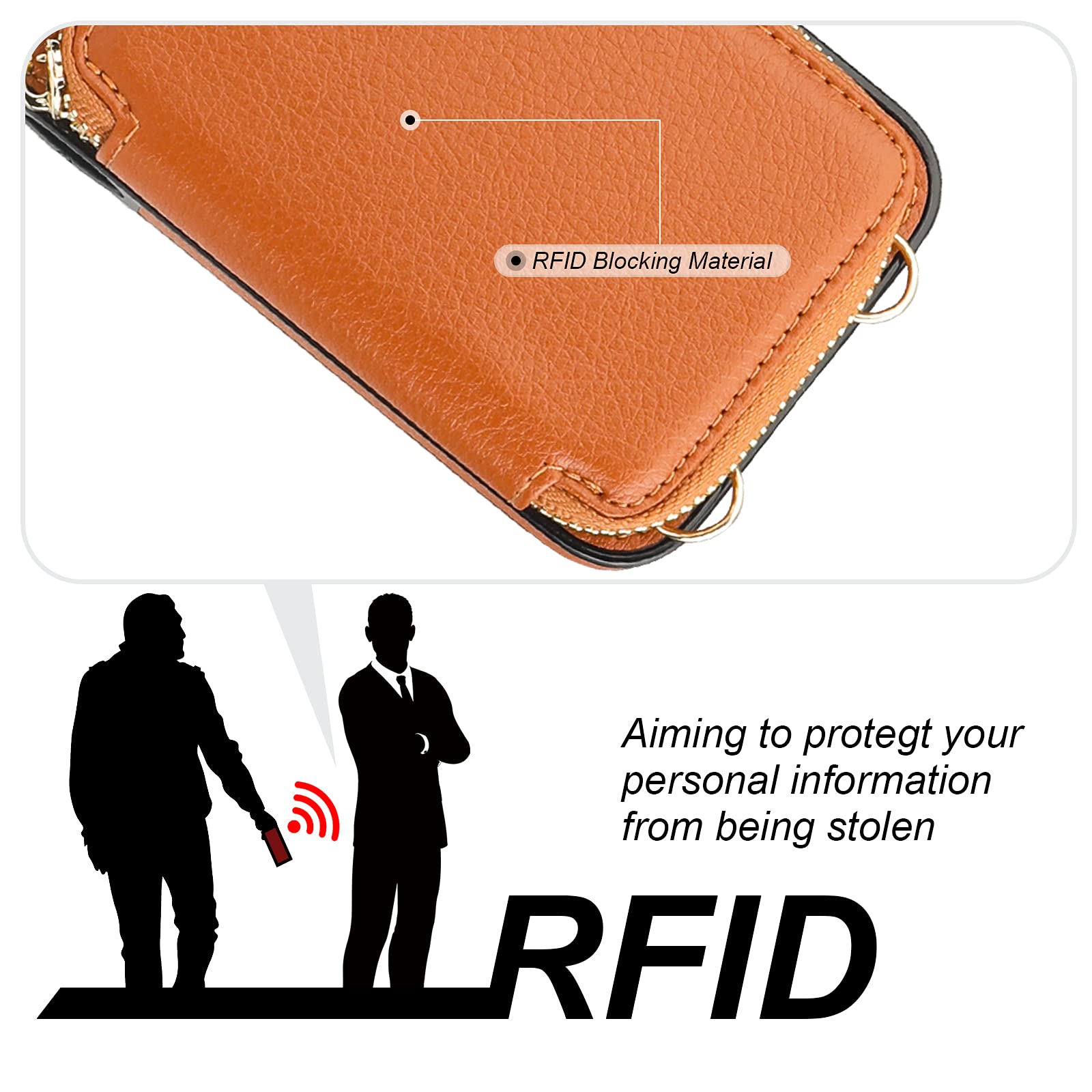 Foto 5 pulgar | Funda Tipo Cartera Bocasal Con Bloqueo Rfid Para Iphone 13 Pro Max, Color Marrón - Venta Internacional.
