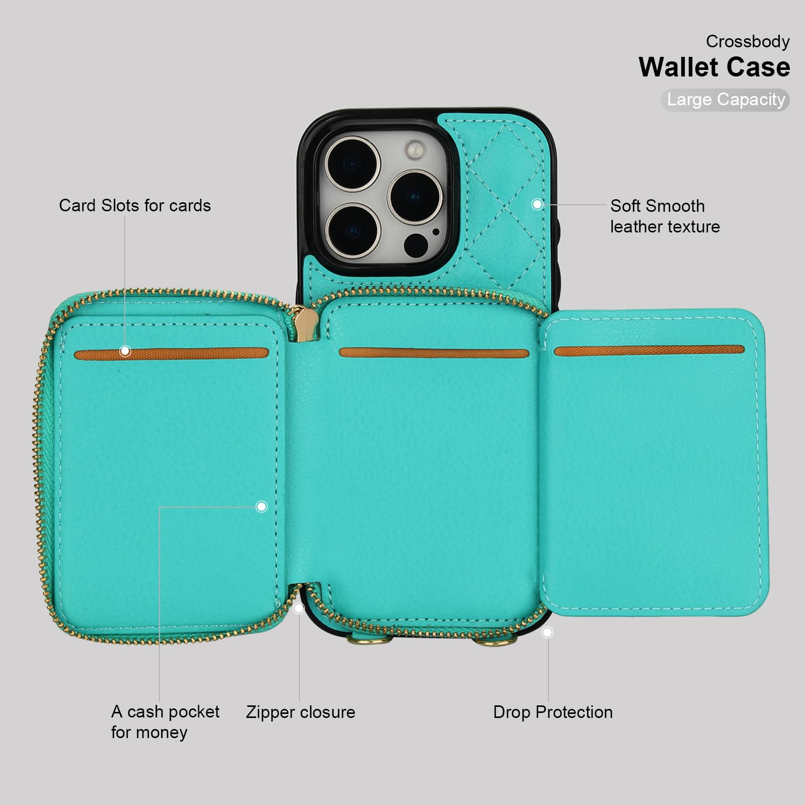 Foto 8 pulgar | Funda Tipo Cartera Tipo Bandolera Bocasal Para Iphone 16 Pro De 6.3 Pulgadas - Venta Internacional.