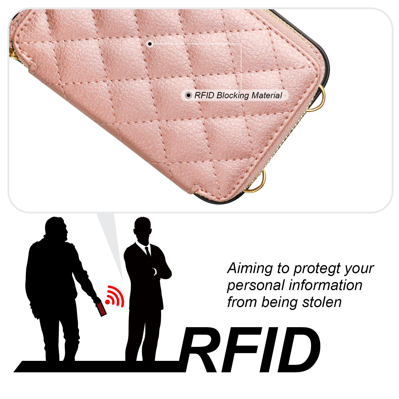 Foto 4 pulgar | Funda Tipo Cartera Tipo Bandolera Bocasal Para Iphone 11 Pro Max, Color Oro Rosa - Venta Internacional.