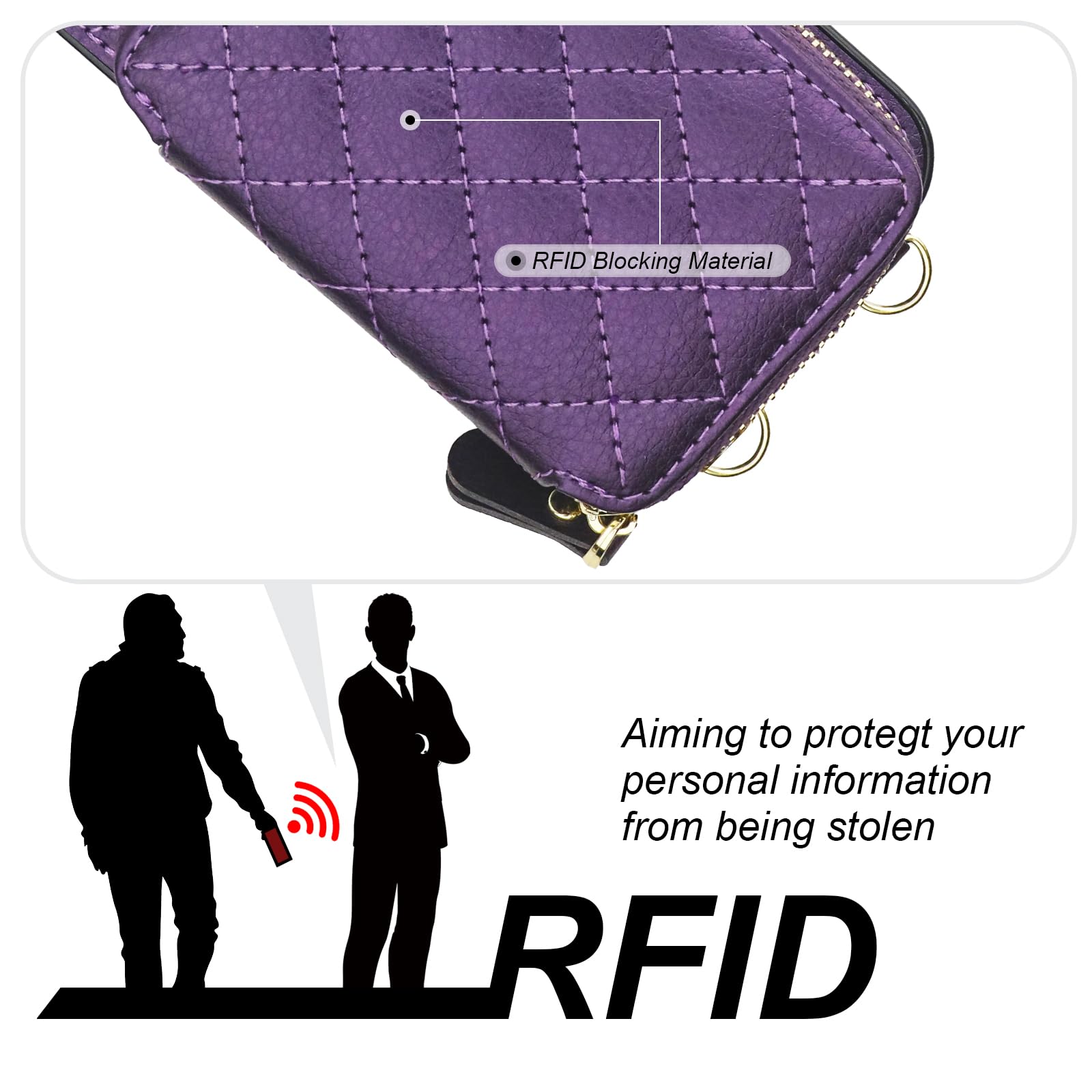 Foto 4 pulgar | Funda Tipo Cartera Tipo Bandolera Bocasal Para Iphone 14 De 6.1 Pulgadas, Color Morado Oscuro - Venta Internacional.