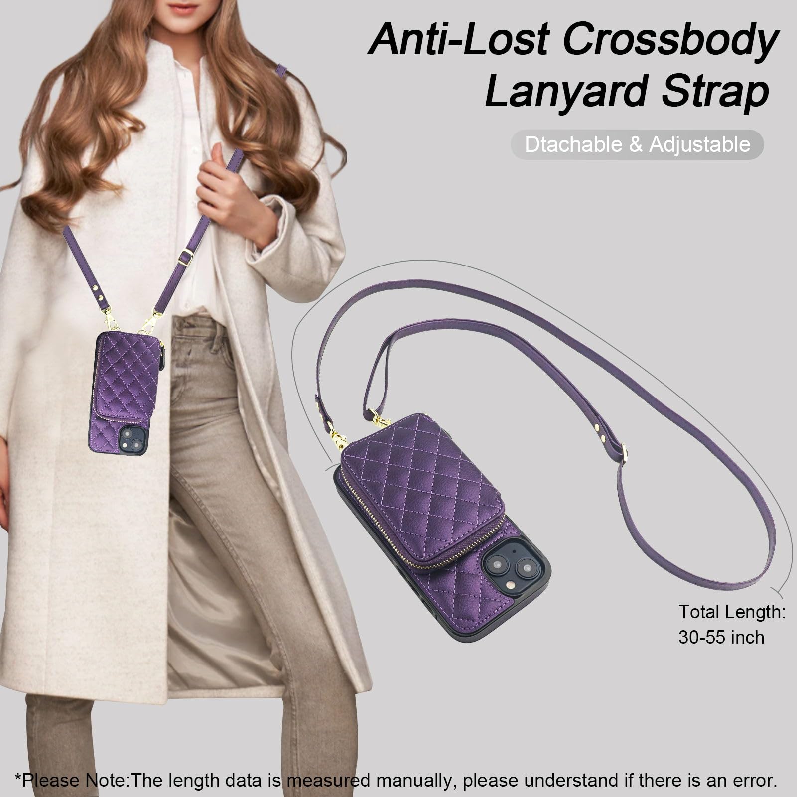Foto 6 | Funda Tipo Cartera Tipo Bandolera Bocasal Para Iphone 14 De 6.1 Pulgadas, Color Morado Oscuro - Venta Internacional.