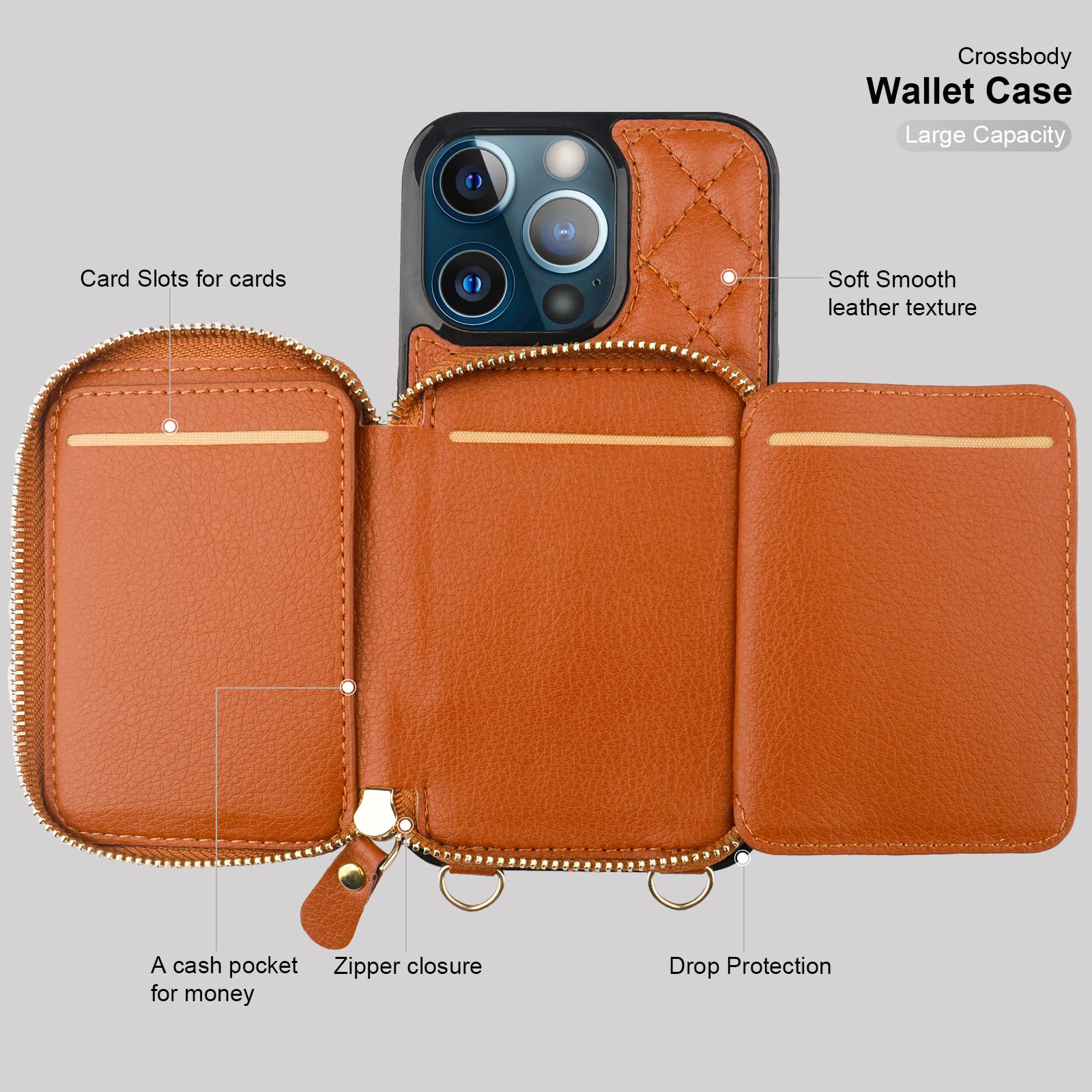 Foto 8 pulgar | Funda Tipo Cartera Tipo Bandolera Bocasal Para Iphone 13 Pro De 6.1 Pulgadas - Venta Internacional.