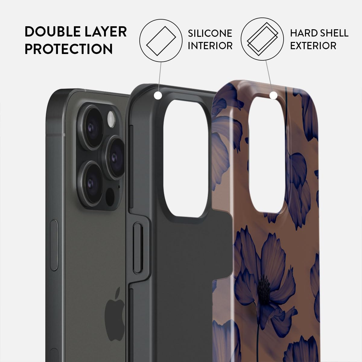 Foto 3 pulgar | Funda De Teléfono Burga Compatible Con Iphone 15 Pro Max - Flores Oscuras - Venta Internacional.
