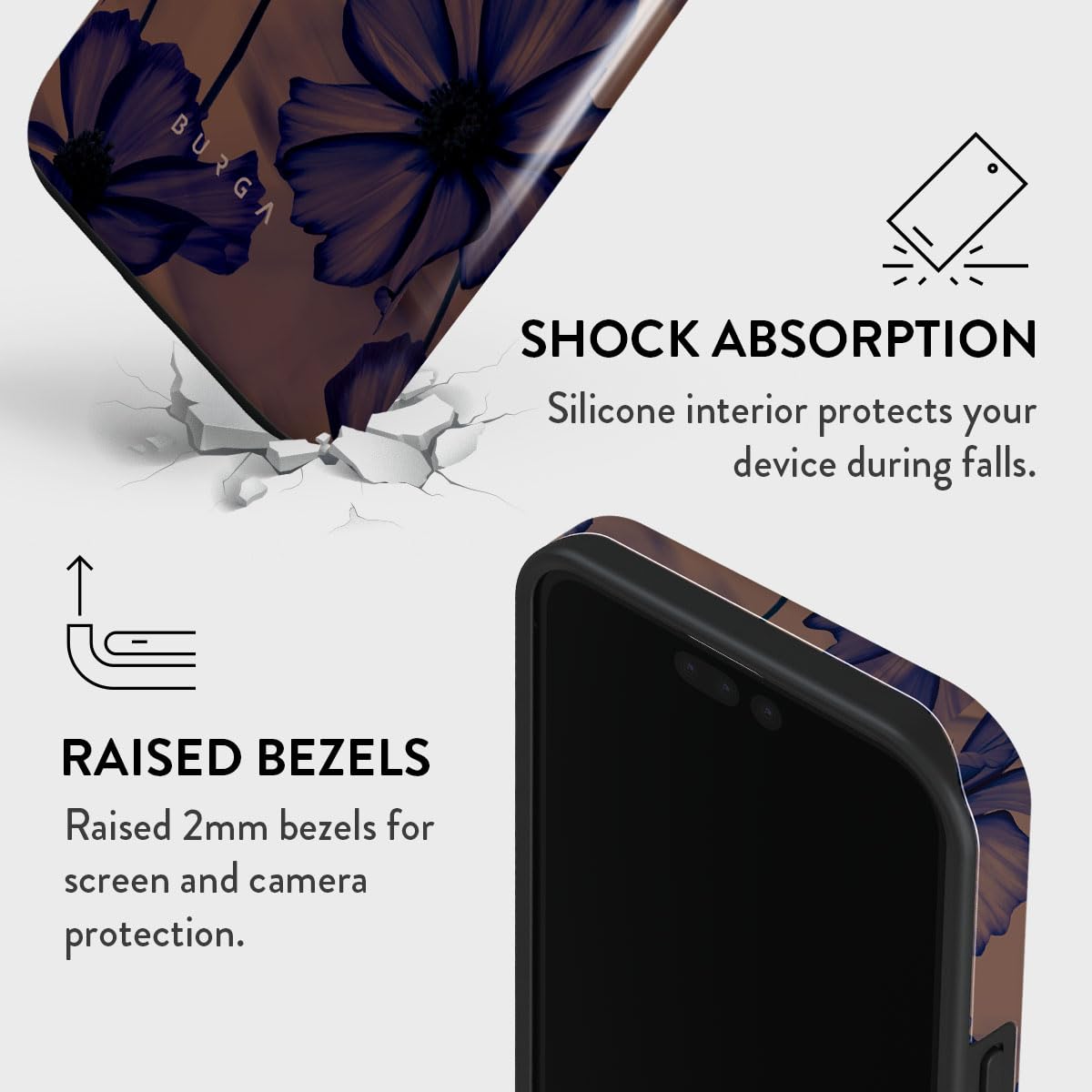 Foto 5 pulgar | Funda De Teléfono Burga Compatible Con Iphone 15 Pro Max - Flores Oscuras - Venta Internacional.
