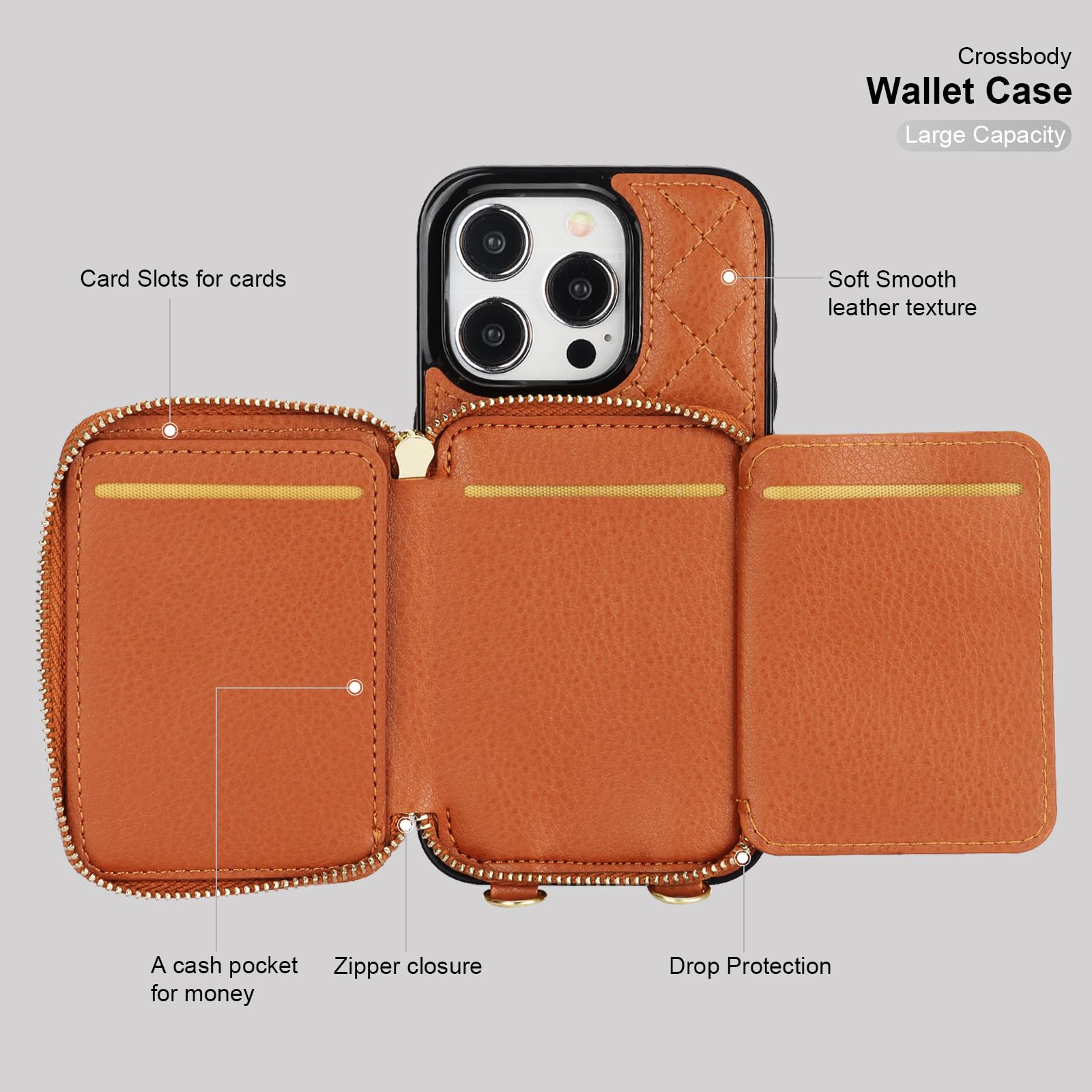 Foto 8 pulgar | Funda Tipo Cartera Tipo Bandolera Bocasal Para Iphone 15 Pro 6.1 - Venta Internacional.