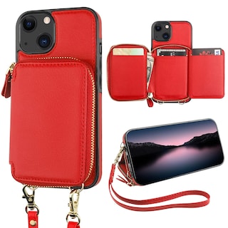 Foto 1 | Funda Tipo Cartera Bocasal Con Bloqueo Rfid Para Iphone 14/13 De 6.1 Pulgadas, Color Rojo - Venta Internacional.