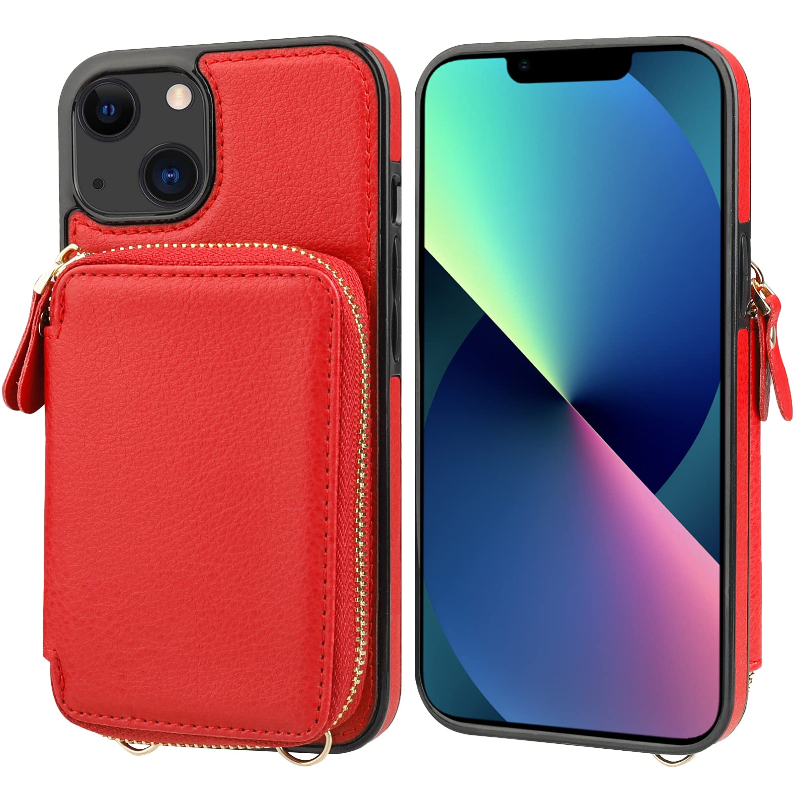 Foto 3 | Funda Tipo Cartera Bocasal Con Bloqueo Rfid Para Iphone 14/13 De 6.1 Pulgadas, Color Rojo - Venta Internacional.