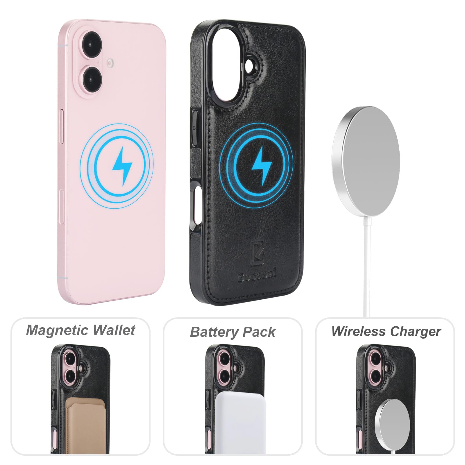 Foto 5 pulgar | Funda Tipo Cartera Bocasal Para Iphone 16 Con Magsafe Rfid Negra - Venta Internacional.