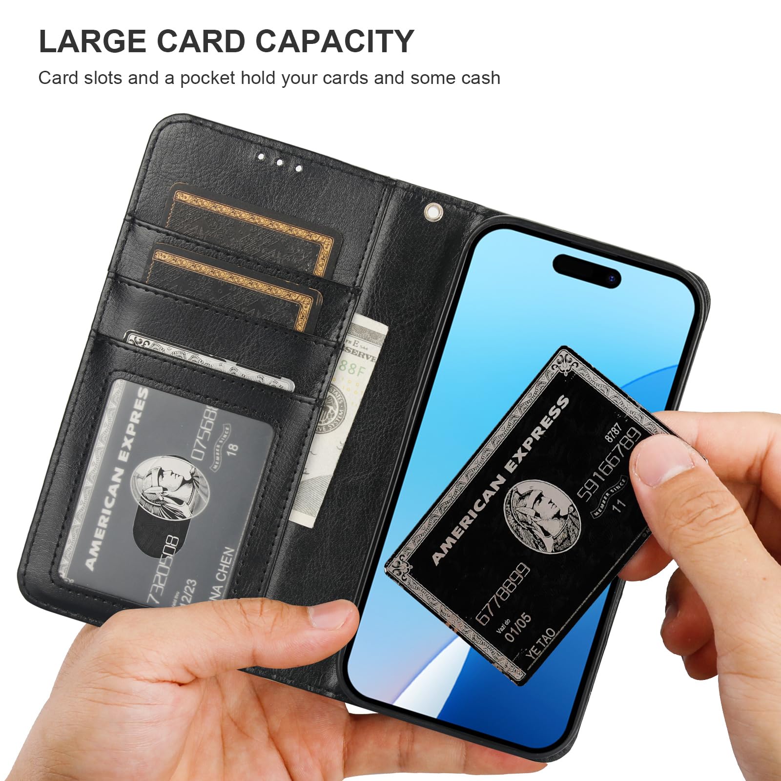 Foto 5 | Funda Tipo Cartera Bocasal Para Iphone 16 Con Magsafe Rfid Negra - Venta Internacional.
