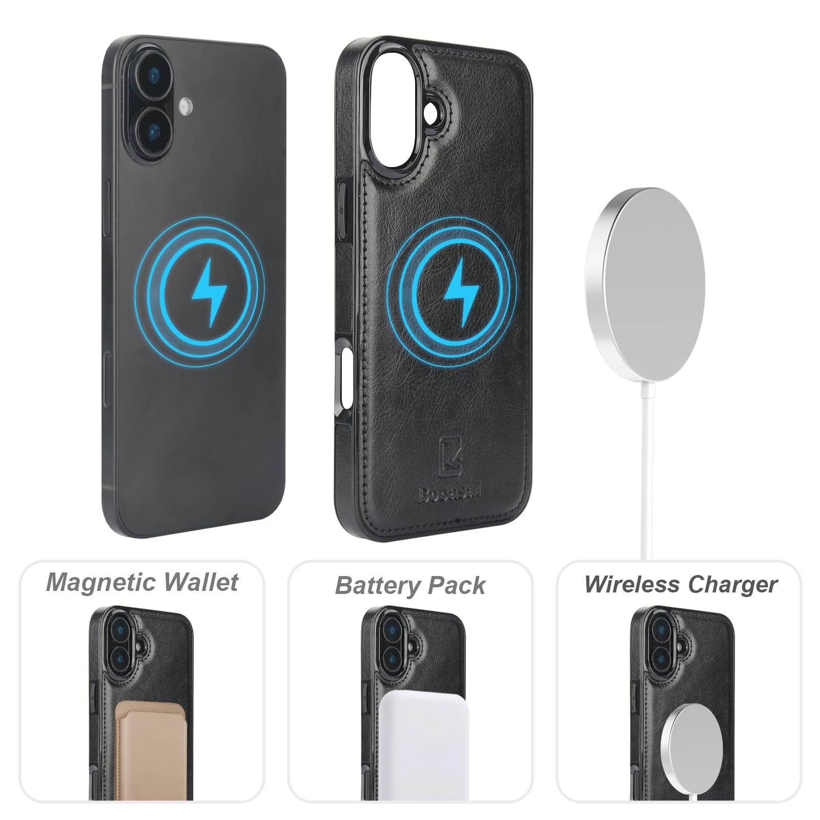 Foto 5 pulgar | Funda Tipo Cartera Bocasal Para Iphone 16 Plus Con Magsafe Black - Venta Internacional.