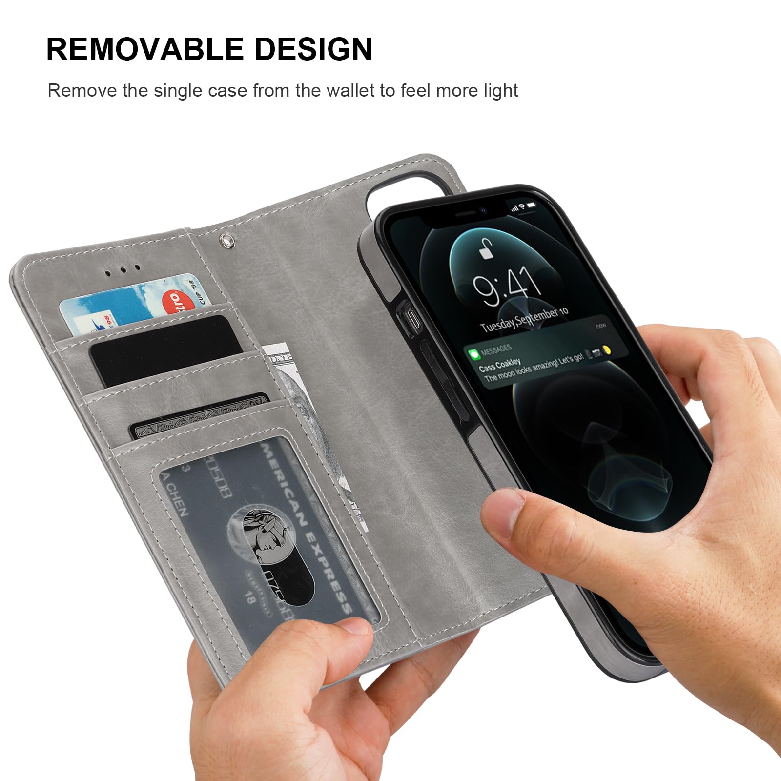Foto 4 pulgar | Funda Tipo Cartera Bocasal Para Iphone 12/12 Pro Con Magsafe Grey - Venta Internacional.