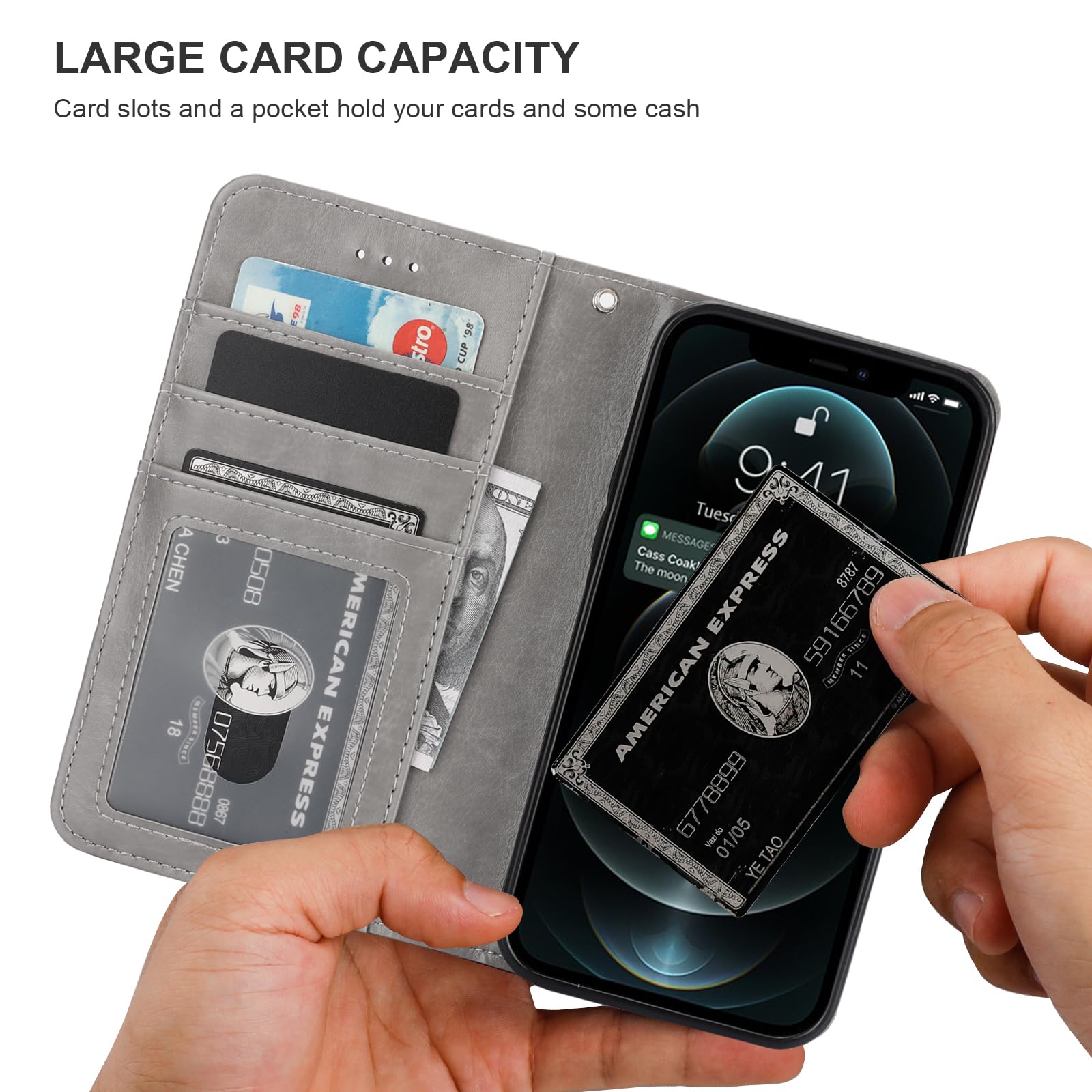 Foto 6 pulgar | Funda Tipo Cartera Bocasal Para Iphone 12/12 Pro Con Magsafe Grey - Venta Internacional.