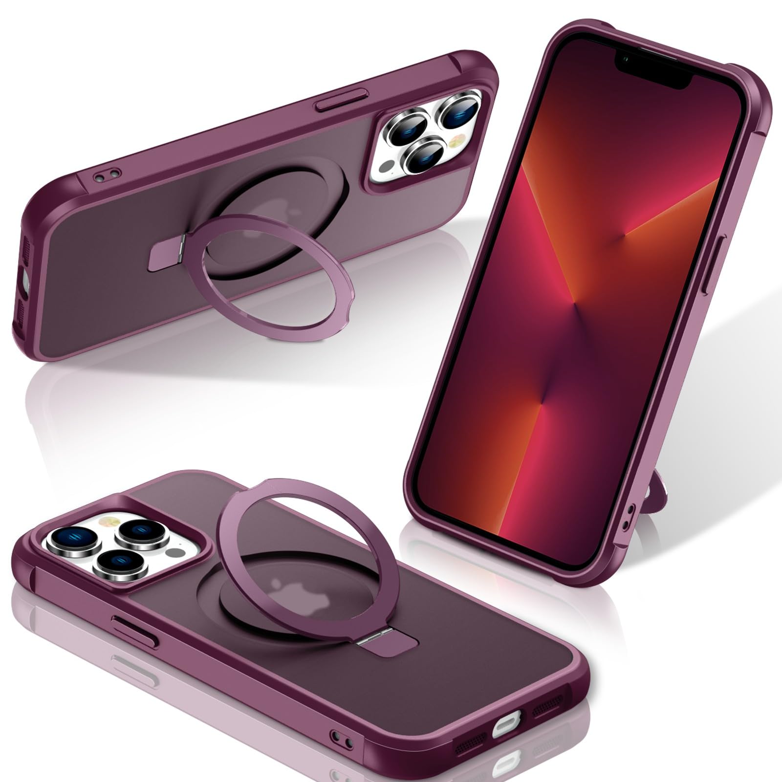 Foto 1 | Funda De Teléfono Sterker Con Soporte Magnético Para Iphone 13 Pro Max Wine - Venta Internacional.