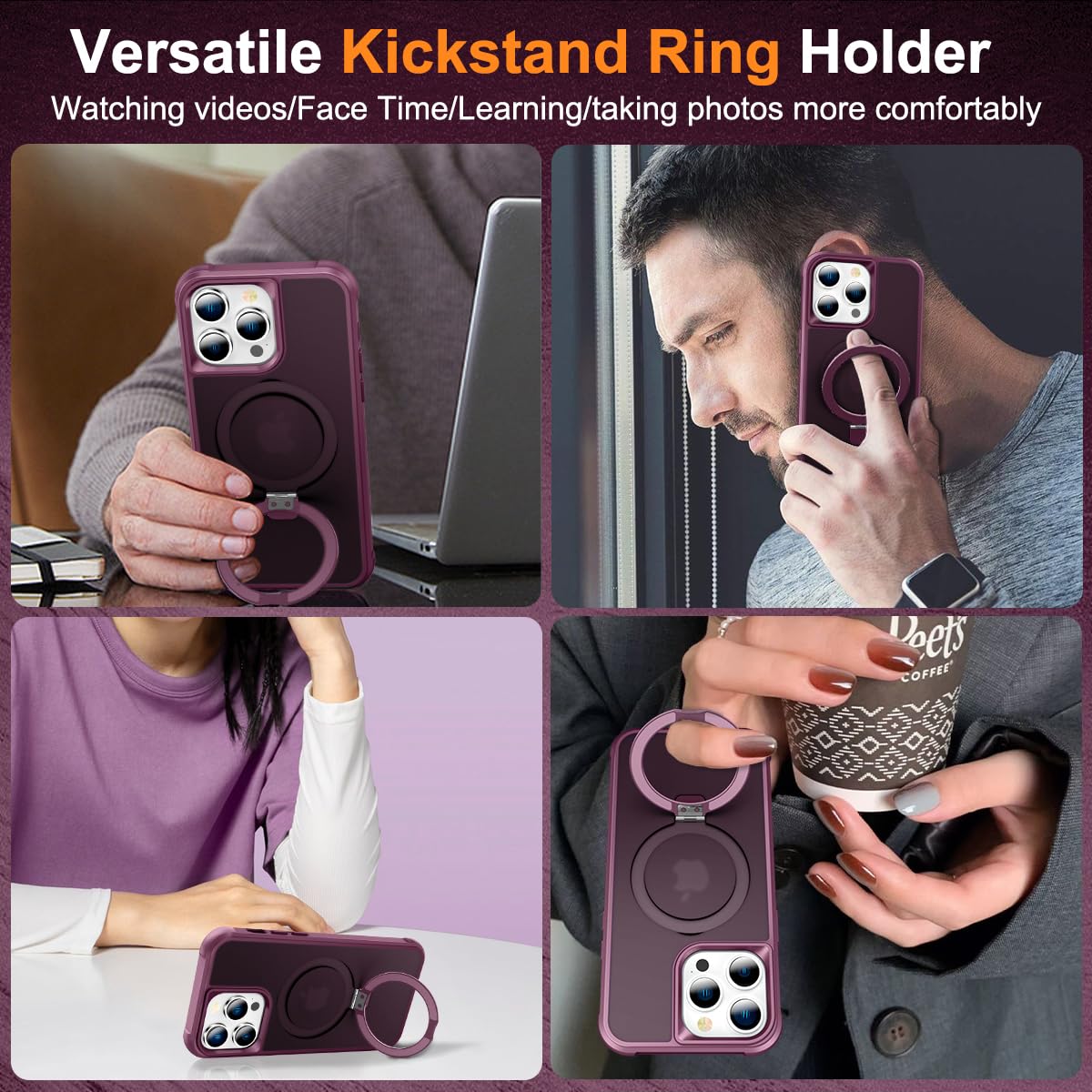 Foto 3 pulgar | Funda De Teléfono Sterker Con Soporte Magnético Para Iphone 13 Pro Max Wine - Venta Internacional.
