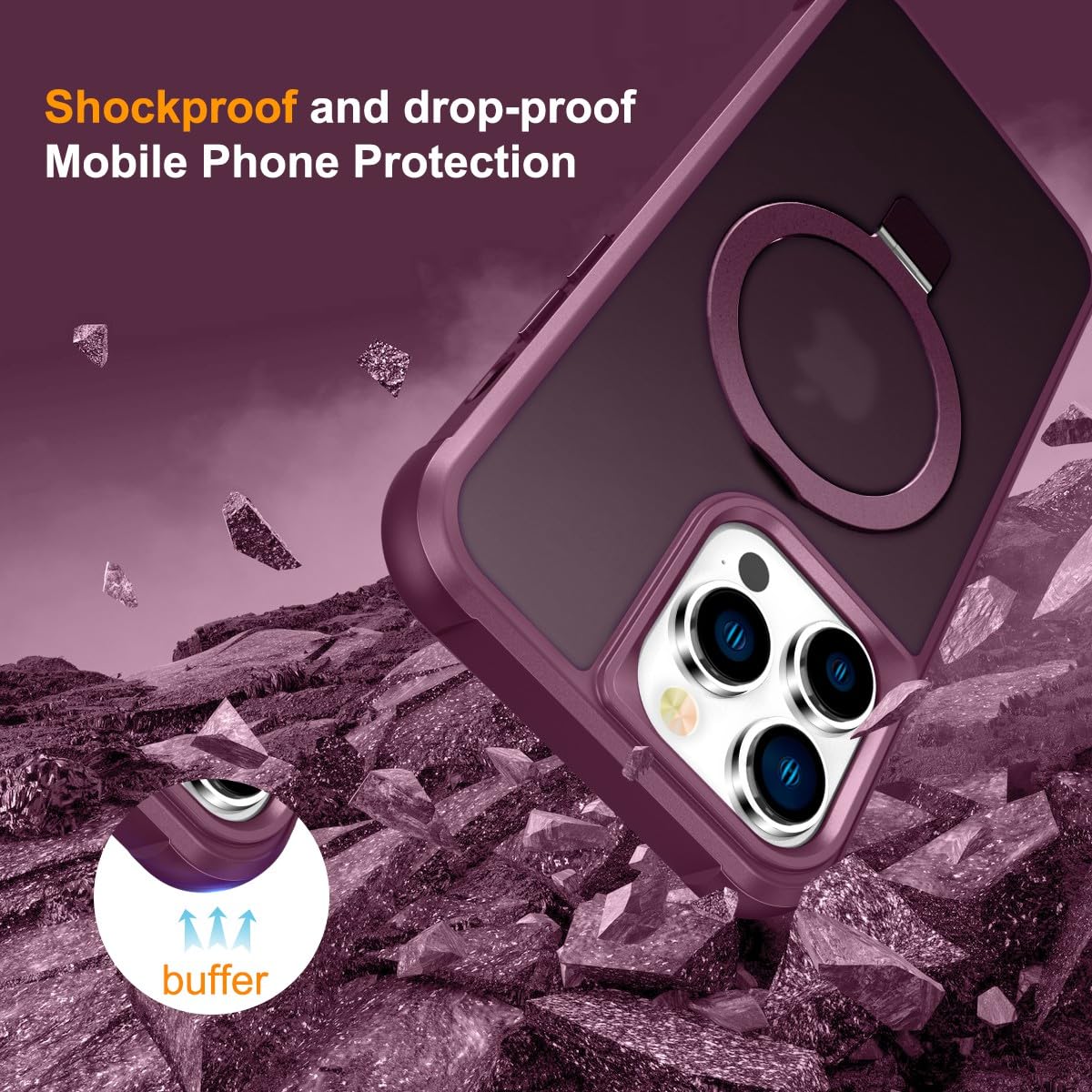 Foto 4 pulgar | Funda De Teléfono Sterker Con Soporte Magnético Para Iphone 13 Pro Max Wine - Venta Internacional.